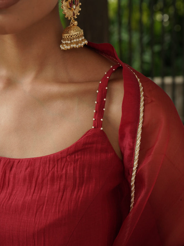 Ghoomar organza Dupatta - sindhoori laal