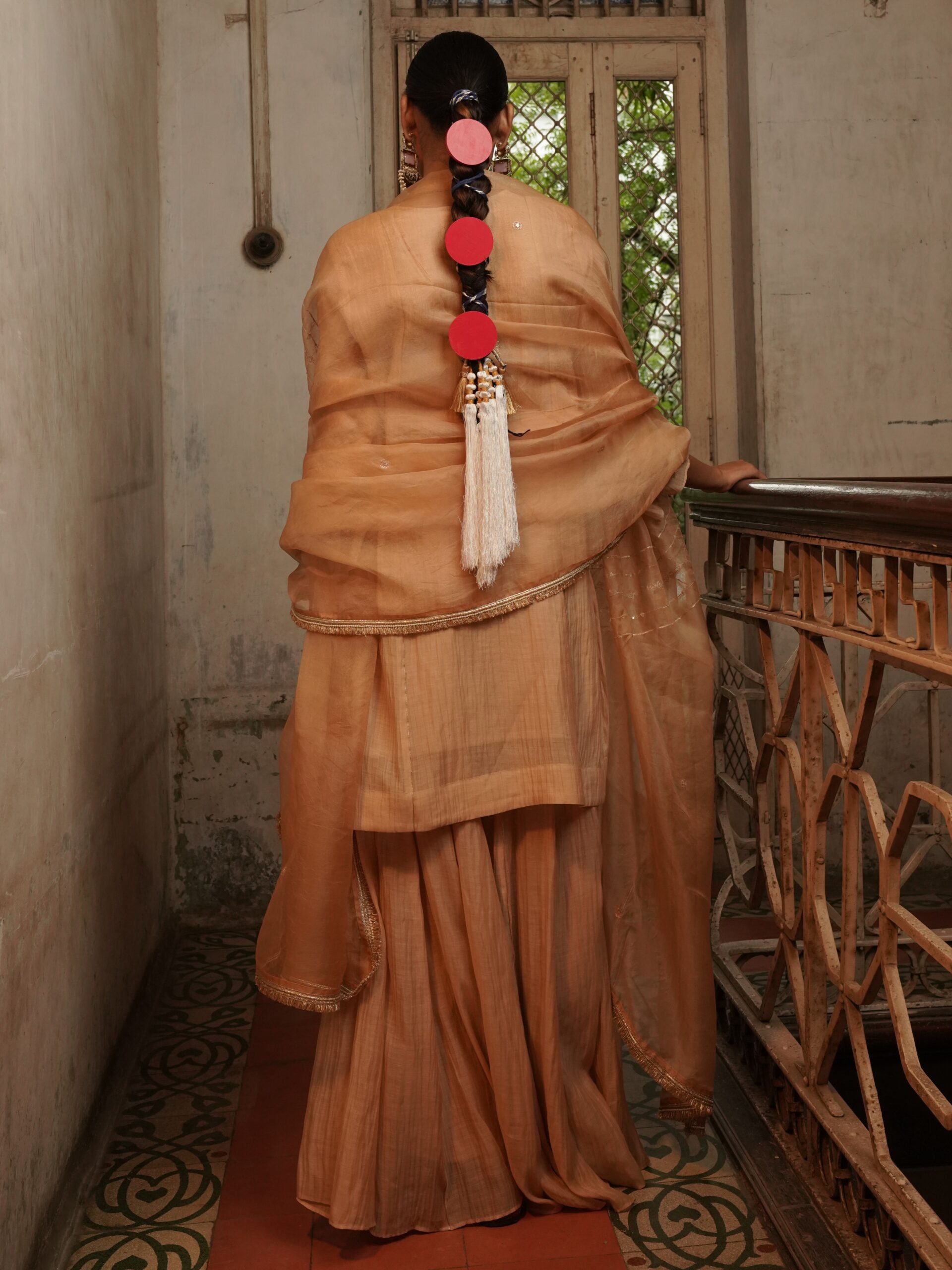 Motimala organza Dupatta - swarn "beige"