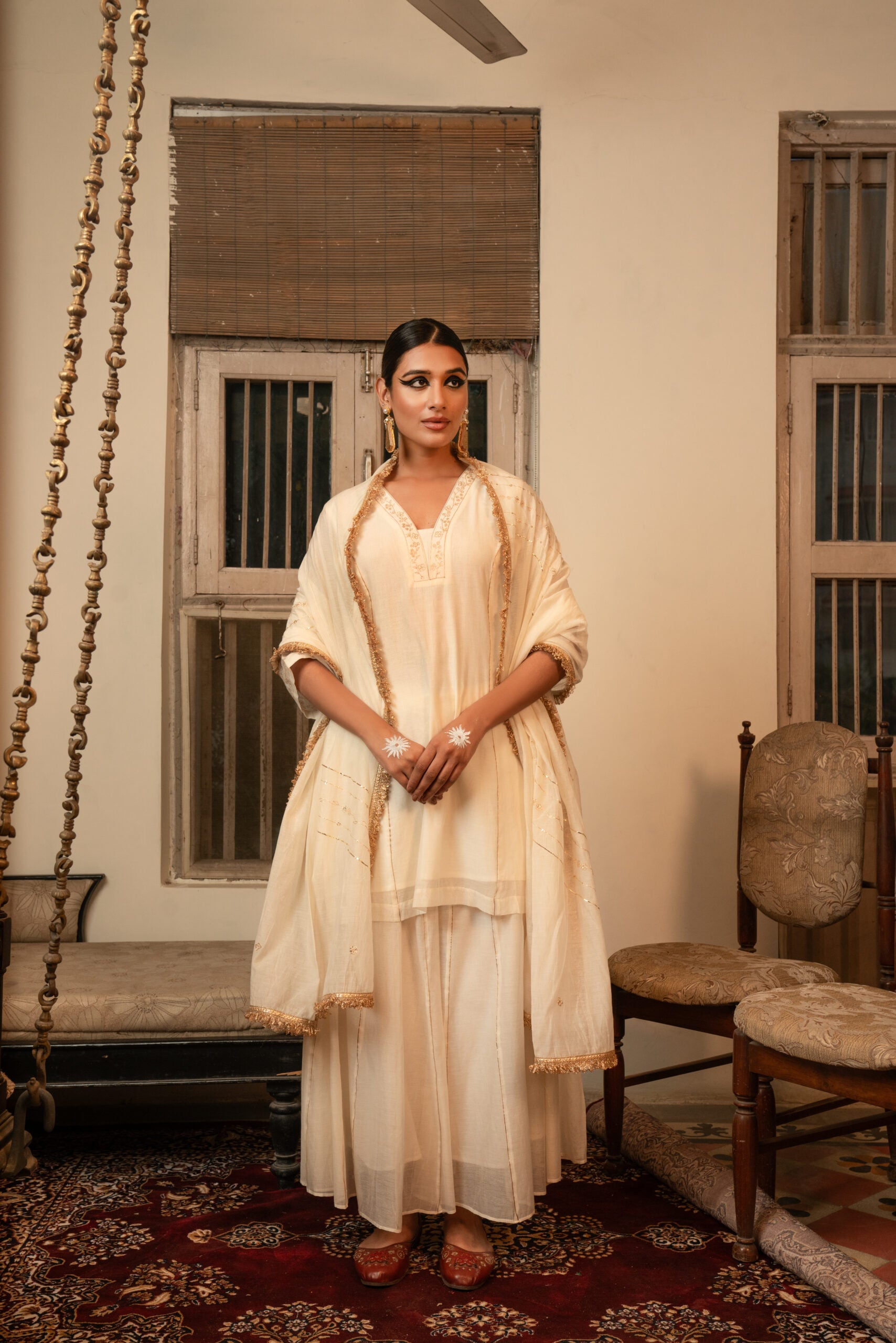 Hiraman short kurta & sharara - Ivory White