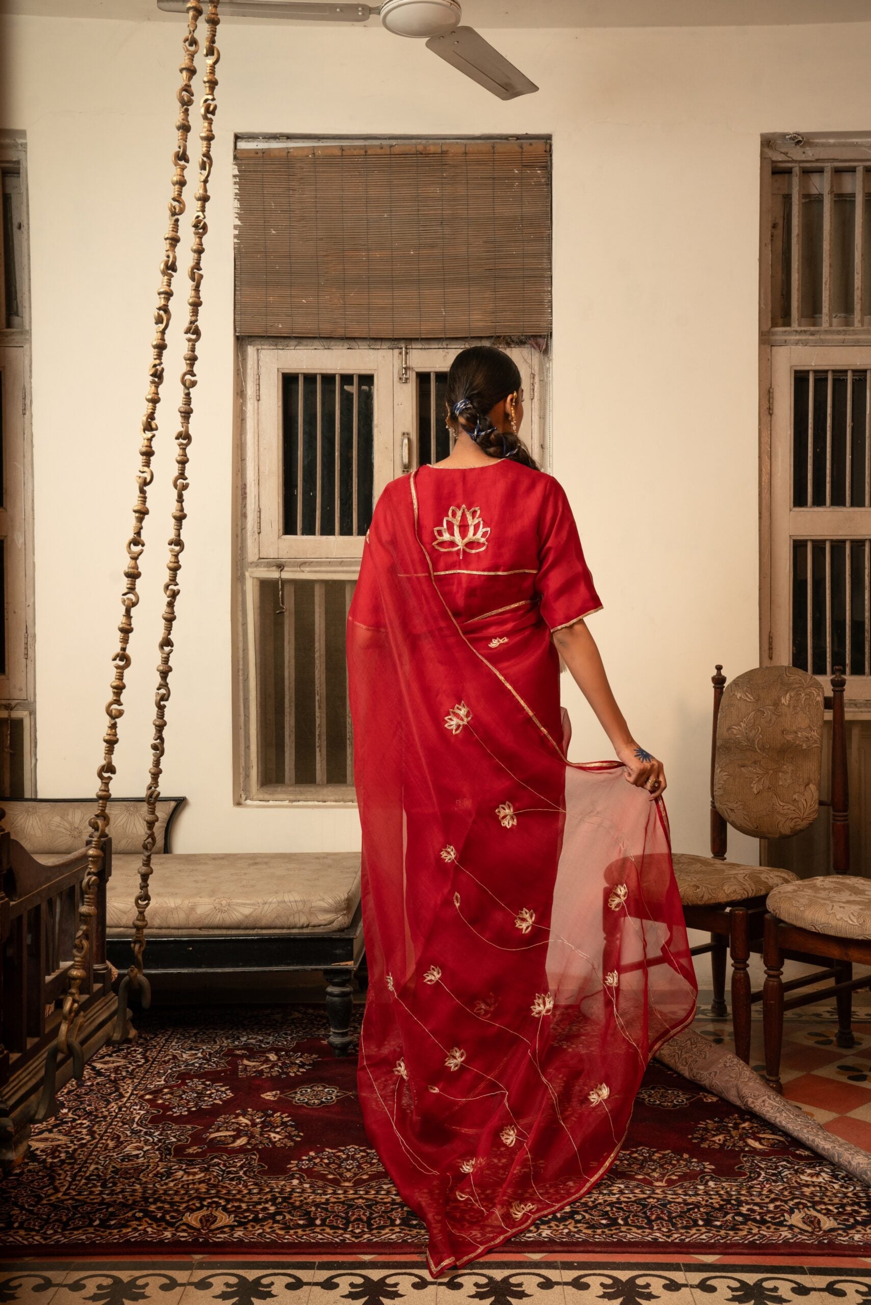 Silk Organza blouse- Sindhoori Laal