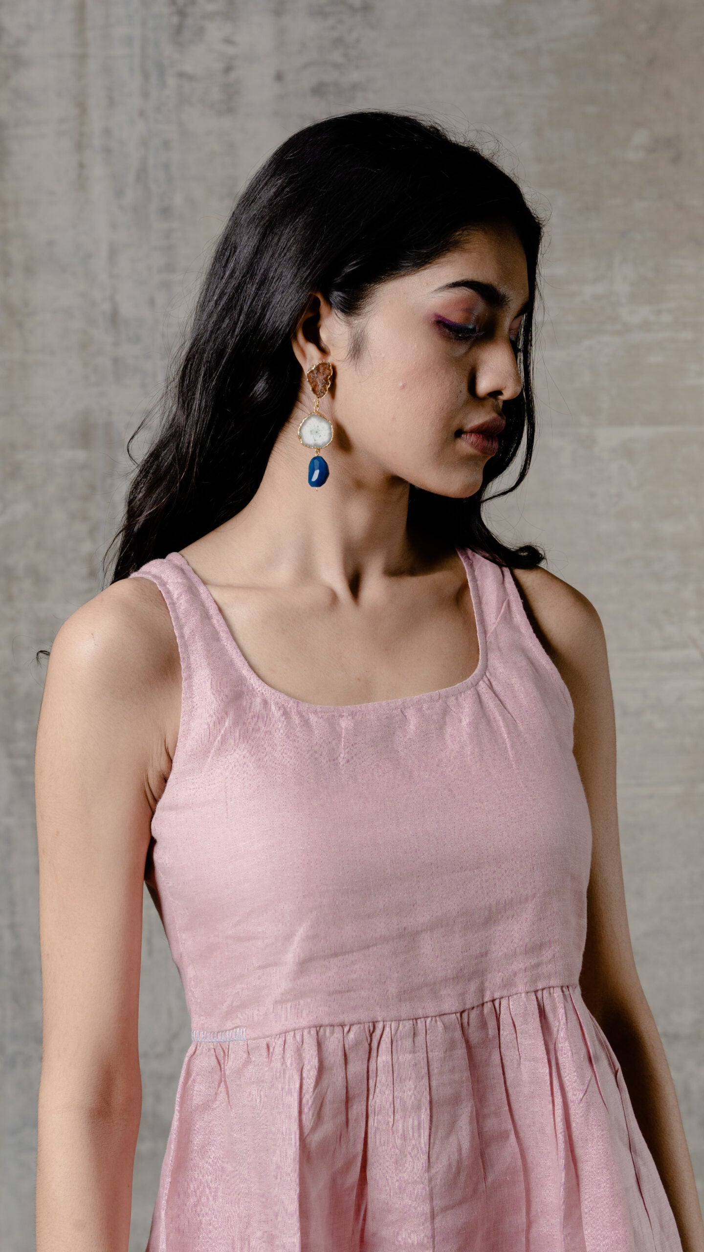 CAROL LINEN SLEEVELESS TOP - Mauve Pink