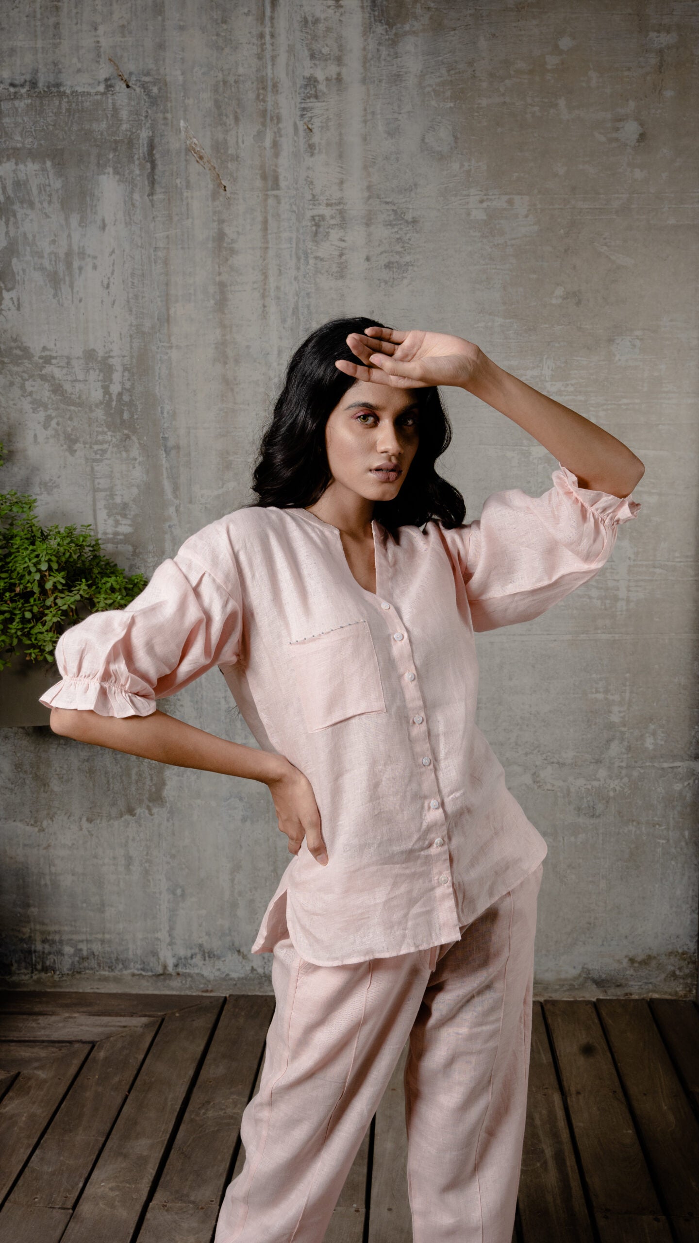 EMMA LINEN SHIRT - Light Pink
