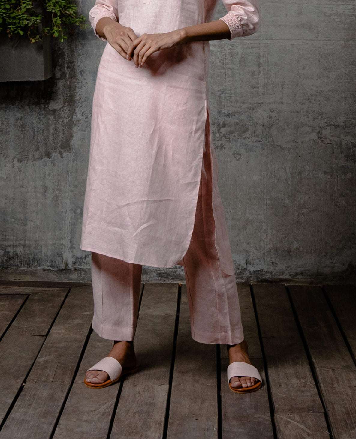 Maya Linen Narrow Pants - Light Pink