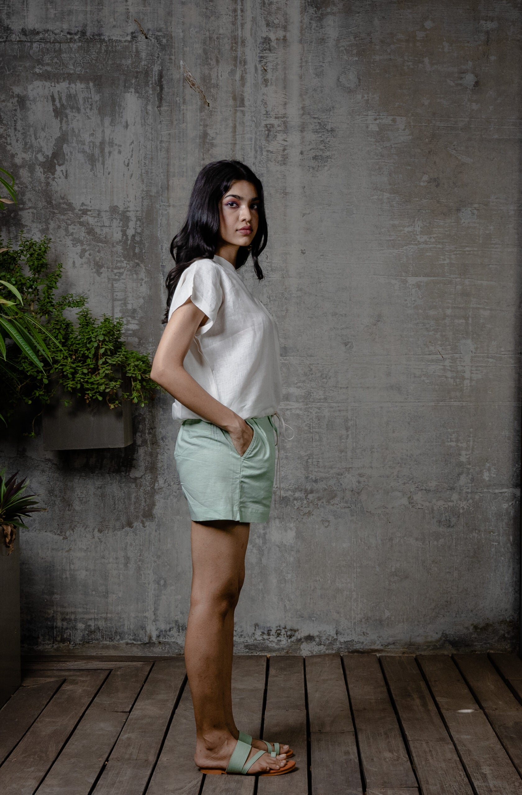 Lyra Linen Drawstring Shirt - Off White
