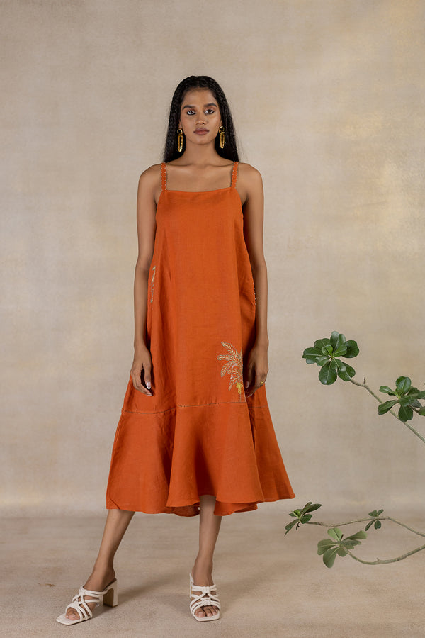 Day 1 - Linen Strap Dress - Tan Rust