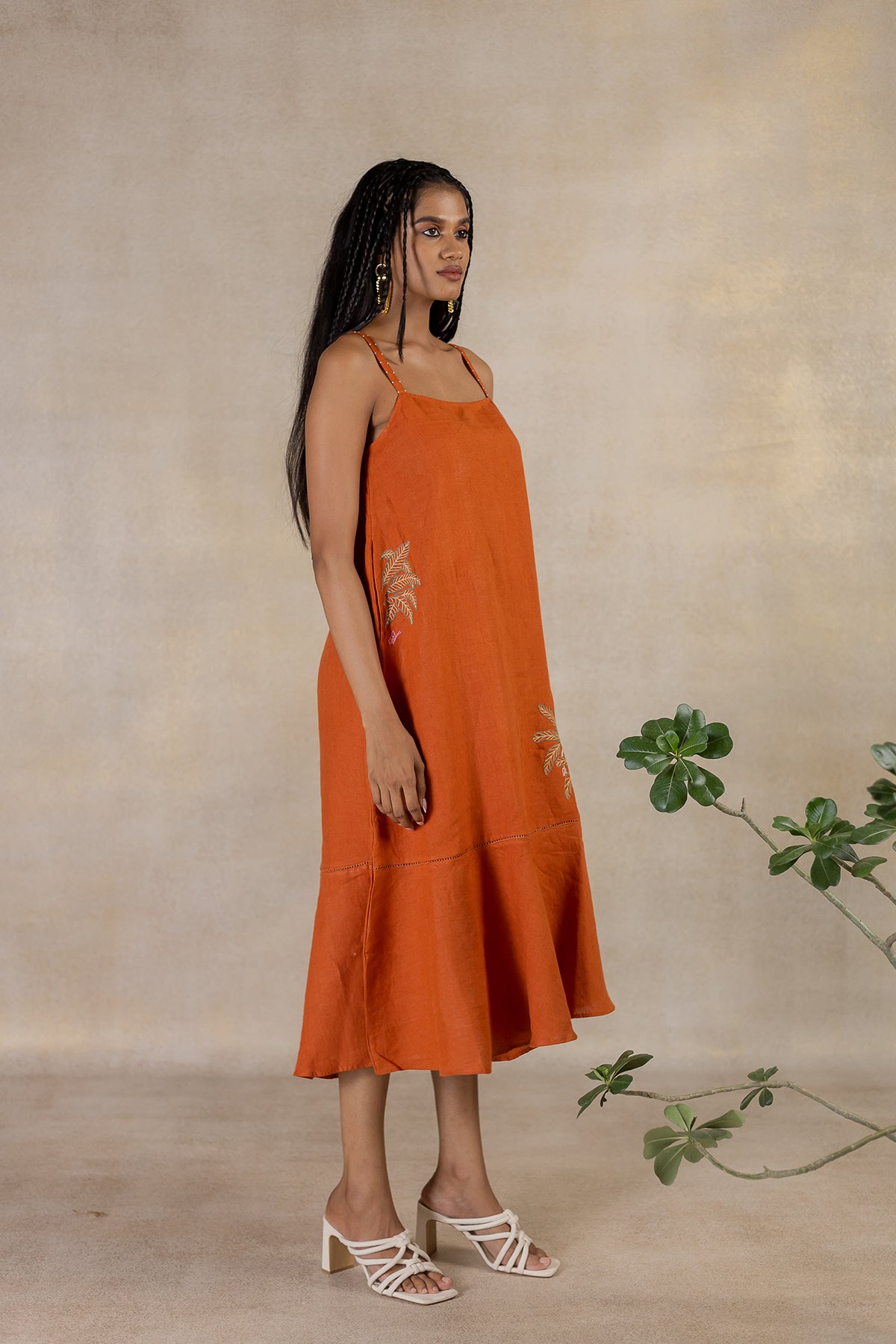 Day 1 - Linen Strap Dress - Tan Rust