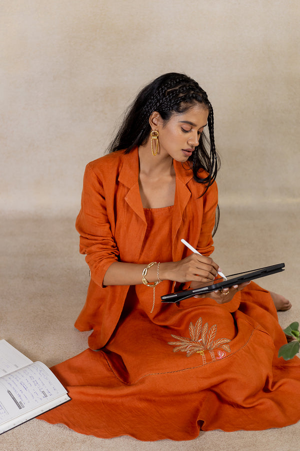 Day 1 - Linen Strap Dress - Tan Rust