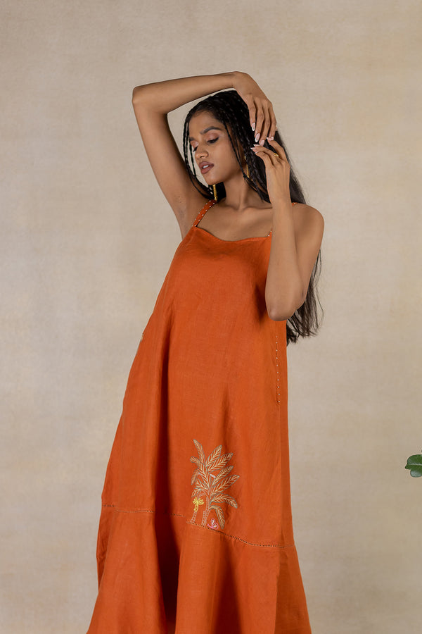 Day 1 - Linen Strap Dress - Tan Rust