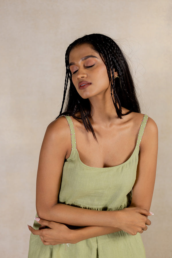 Day 3 - Linen Panel Slip Dress - Meadow Green