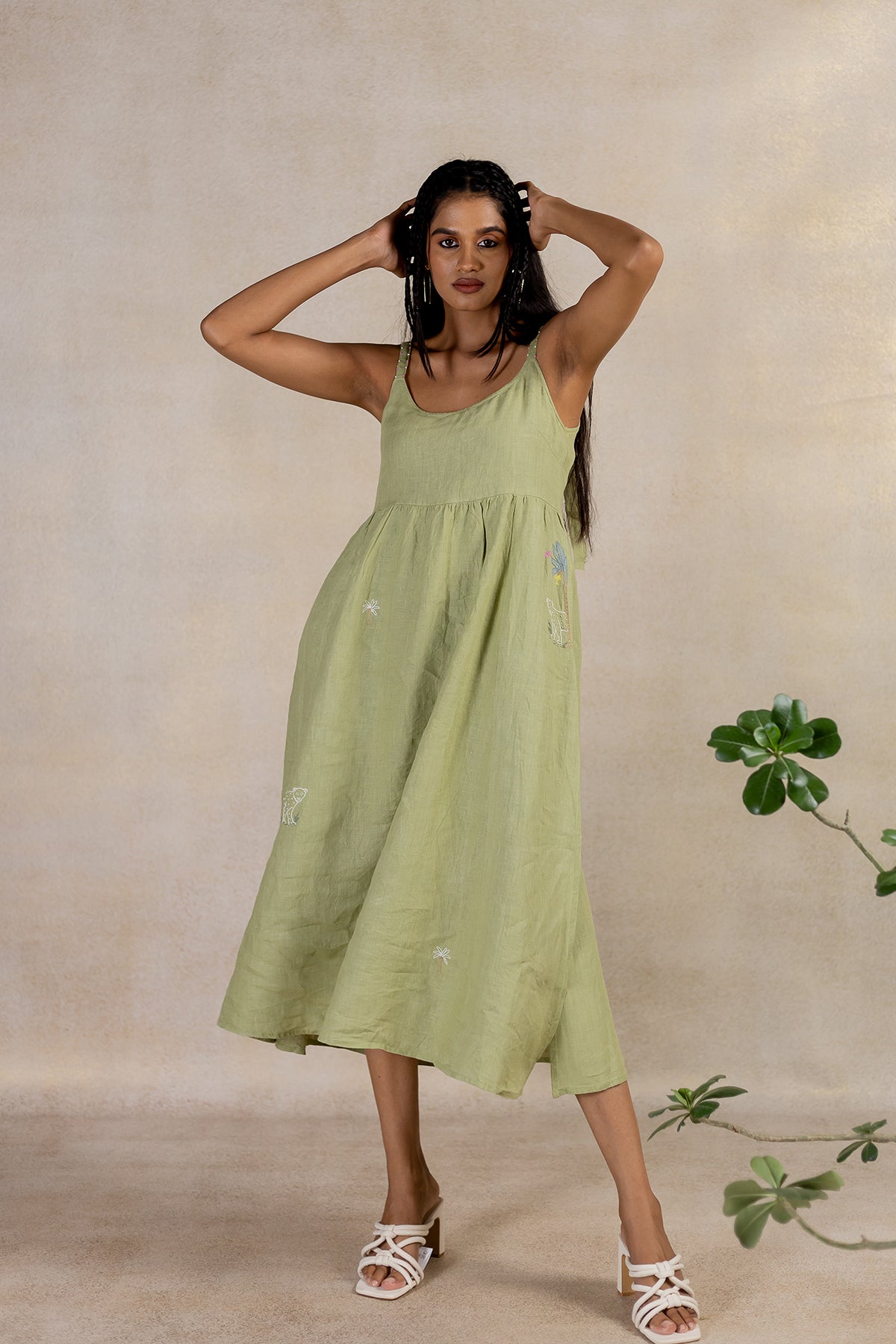 Day 3 - Linen Panel Slip Dress - Meadow Green