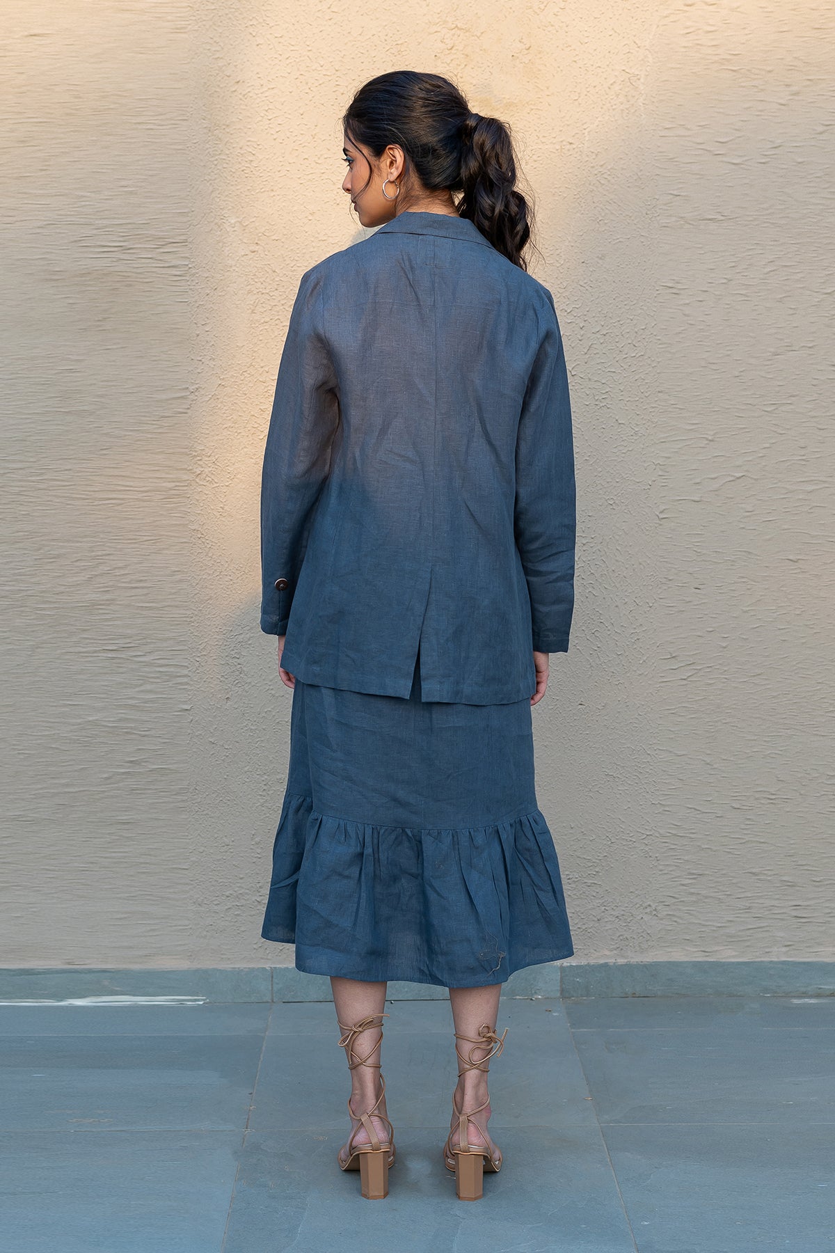 DIANE LINEN BLAZER with Welt Pockets - Charcoal Grey