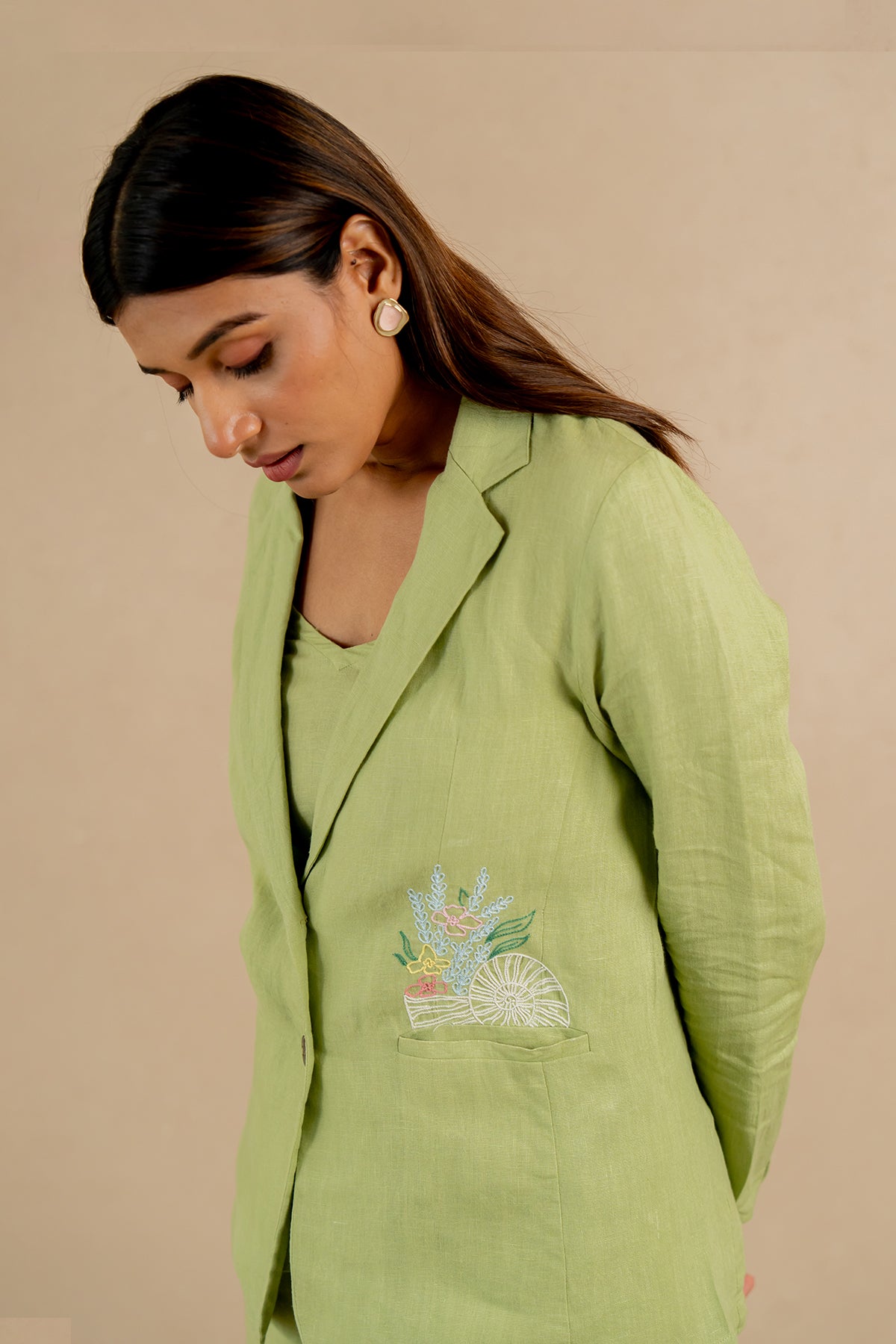 Diane-Linen-Blazer-with-Welt-Pockets-Algae-Green-