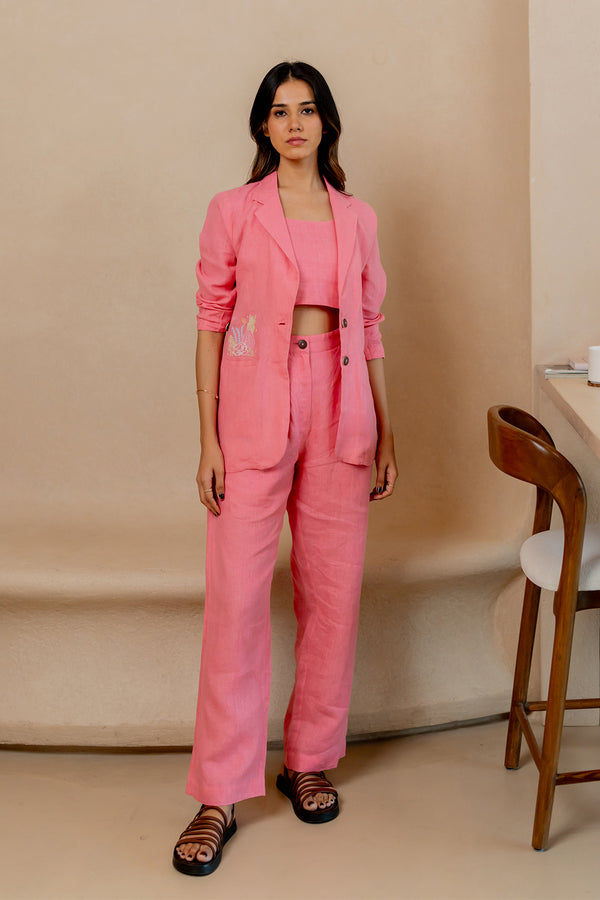 Diane-Linen-Blazer-with-Welt-Pockets-Flamingo-Pink-