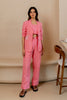 Diane Linen Blazer with Welt Pockets - Flamingo Pink