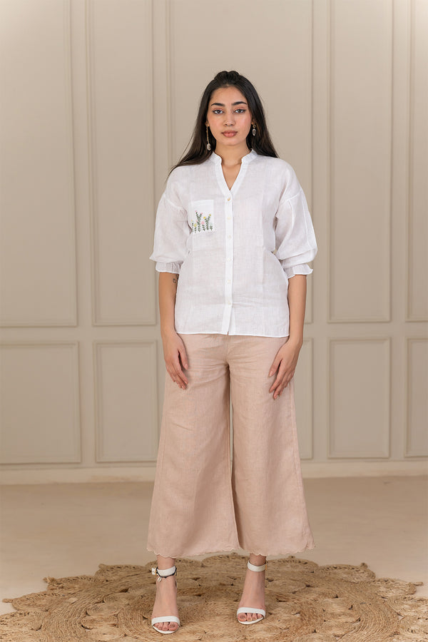EMMA LINEN SHIRT - White