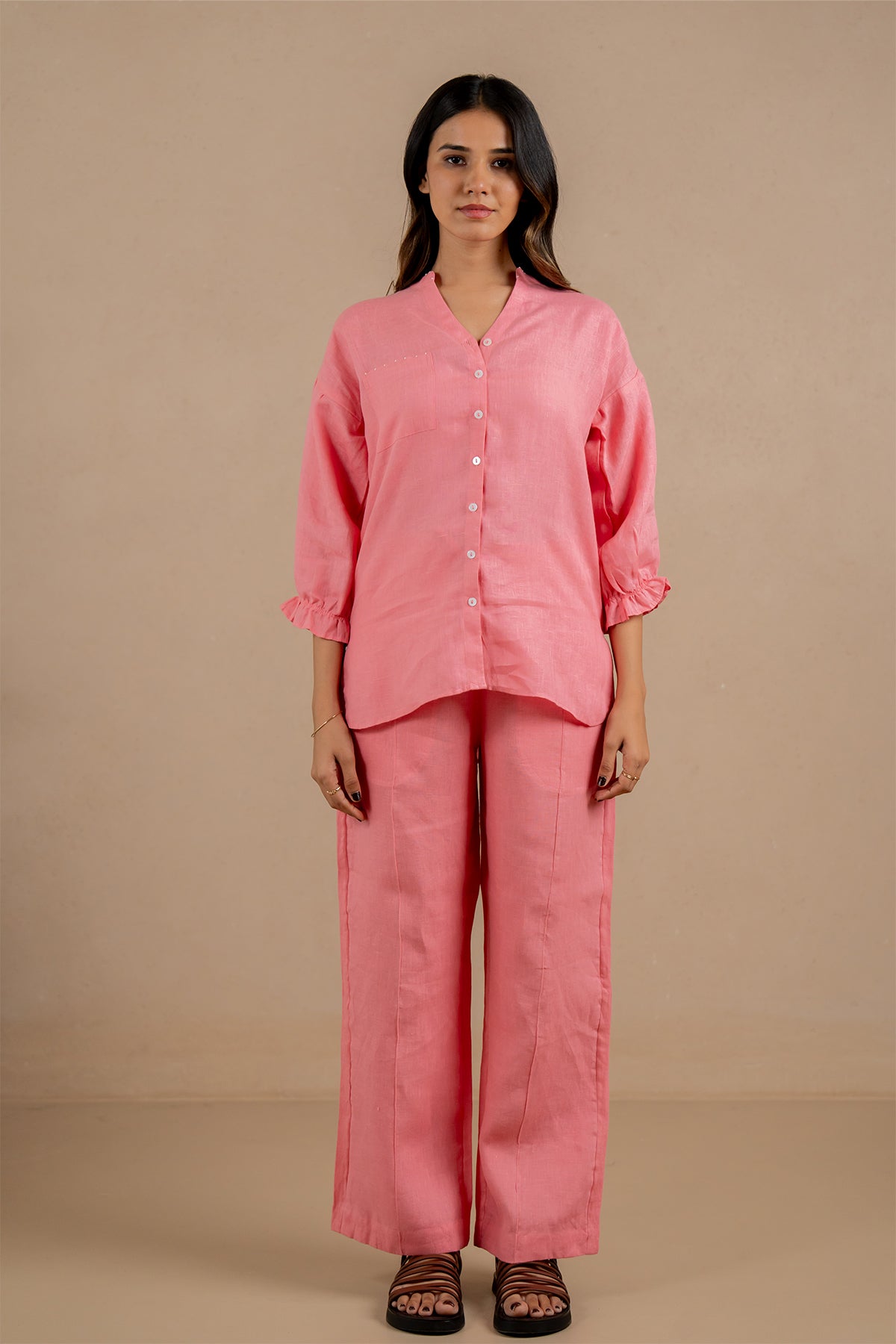 Emma-Linen-Shirt-with-Patch-Pocket-Flamingo-Pink-