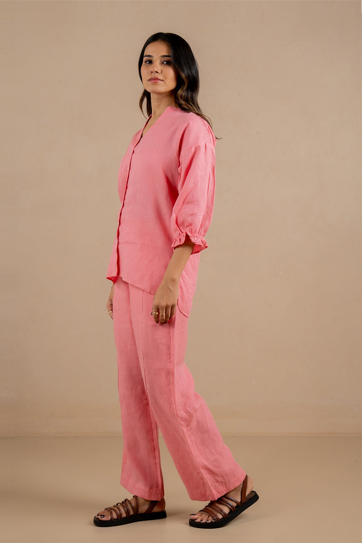 Emma-Linen-Shirt-with-Patch-Pocket-Flamingo-Pink-