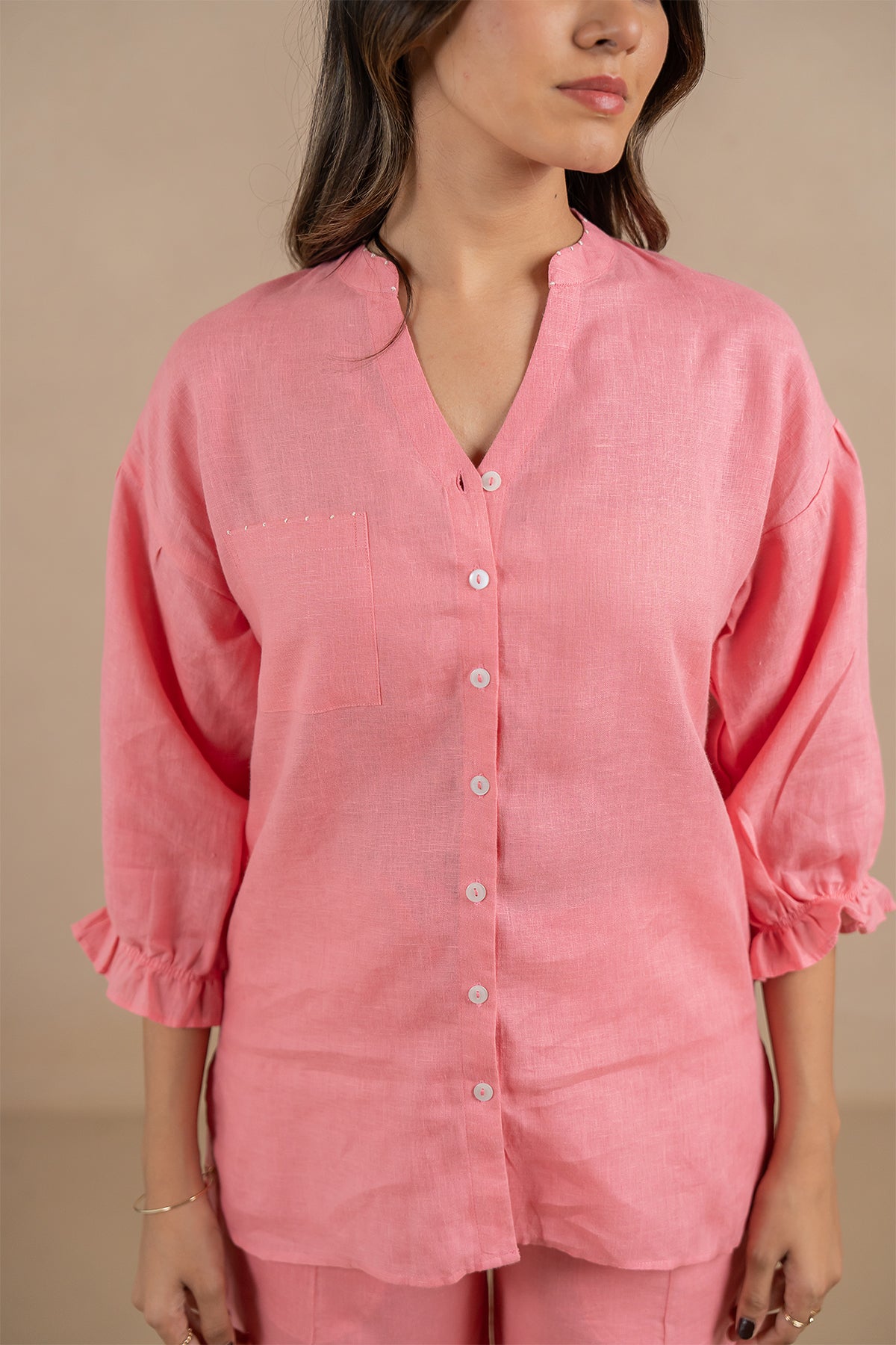 Emma-Linen-Shirt-with-Patch-Pocket-Flamingo-Pink-