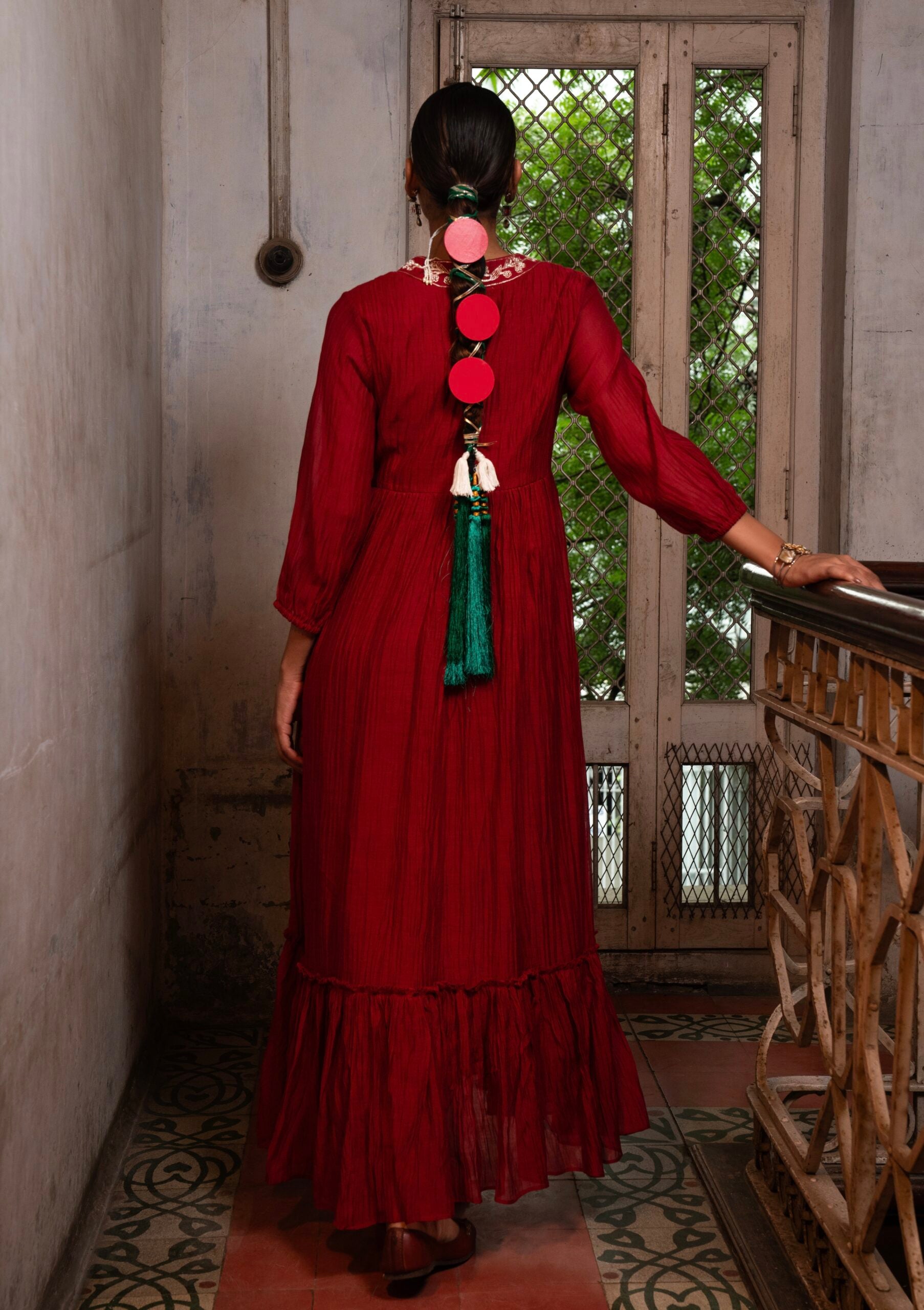 Moti Manek Dress - Sindhoori Laal