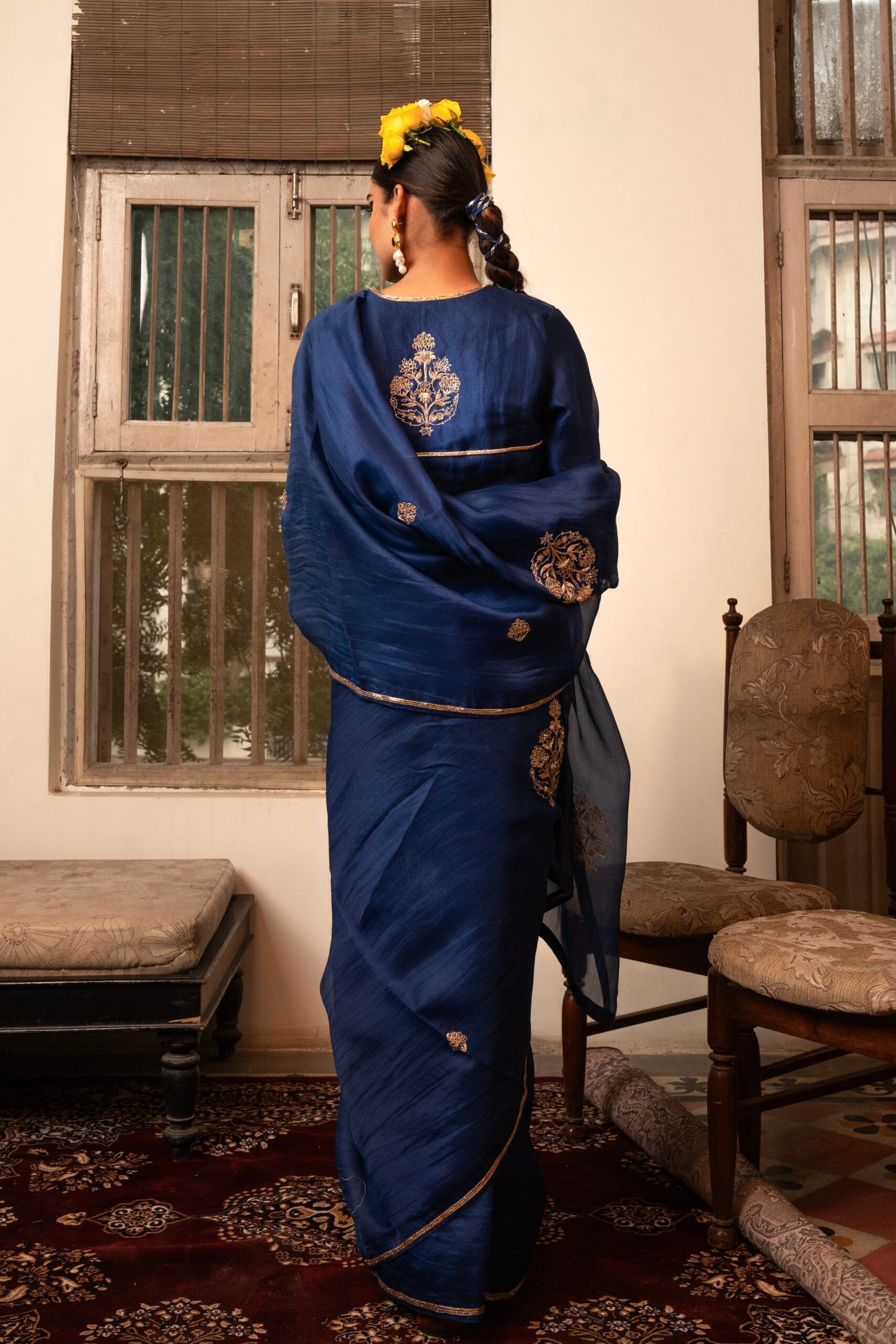 Phool bahar Saree - mayur Neela