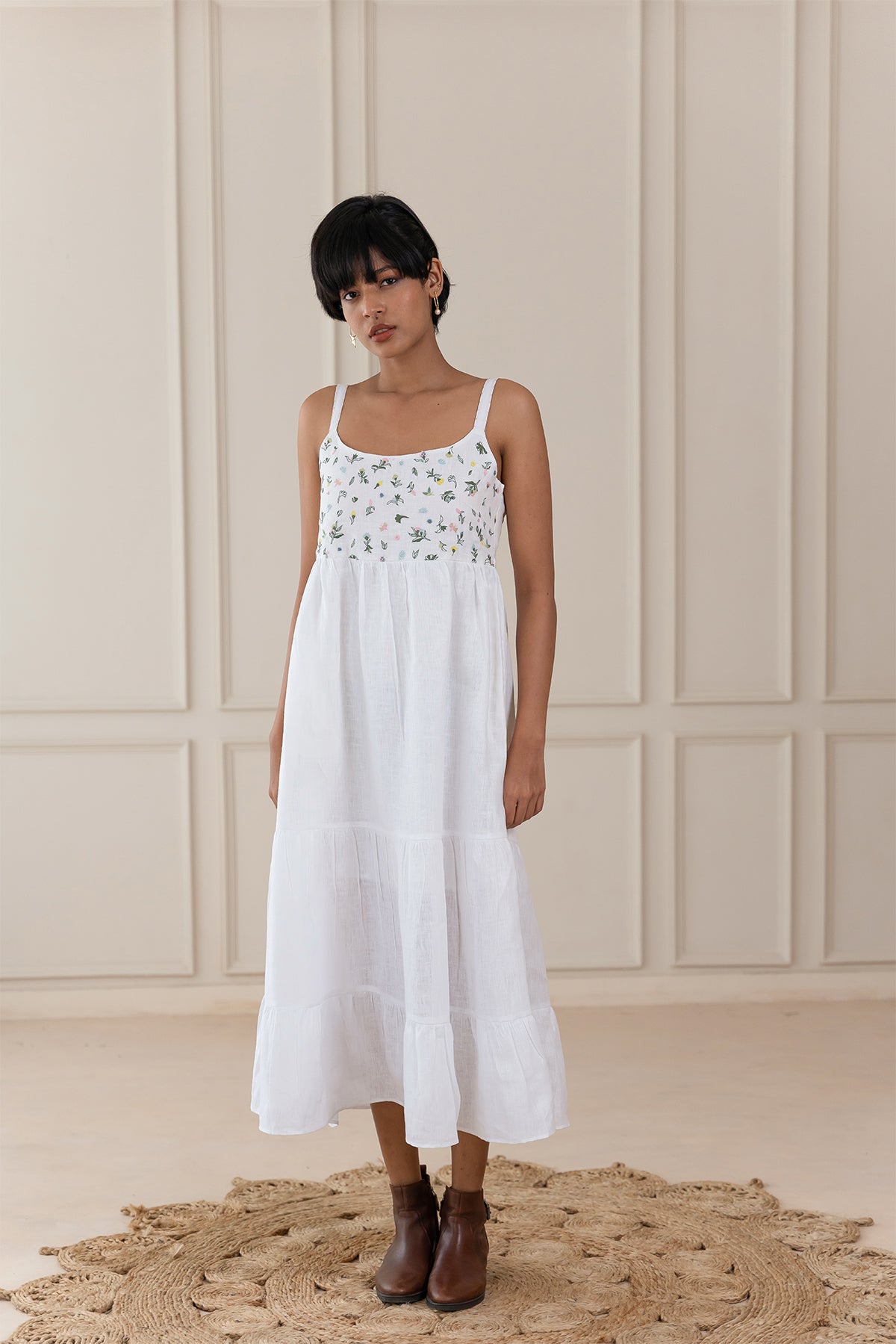Florence Prairie Slip Dress- White