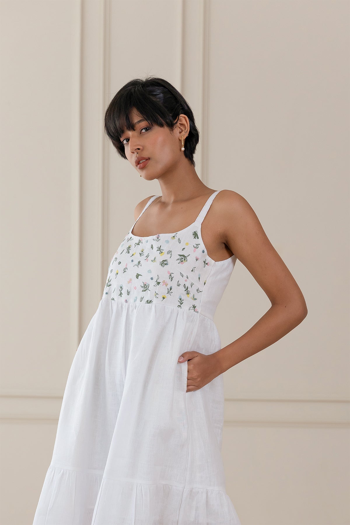 Florence Prairie Slip Dress- White
