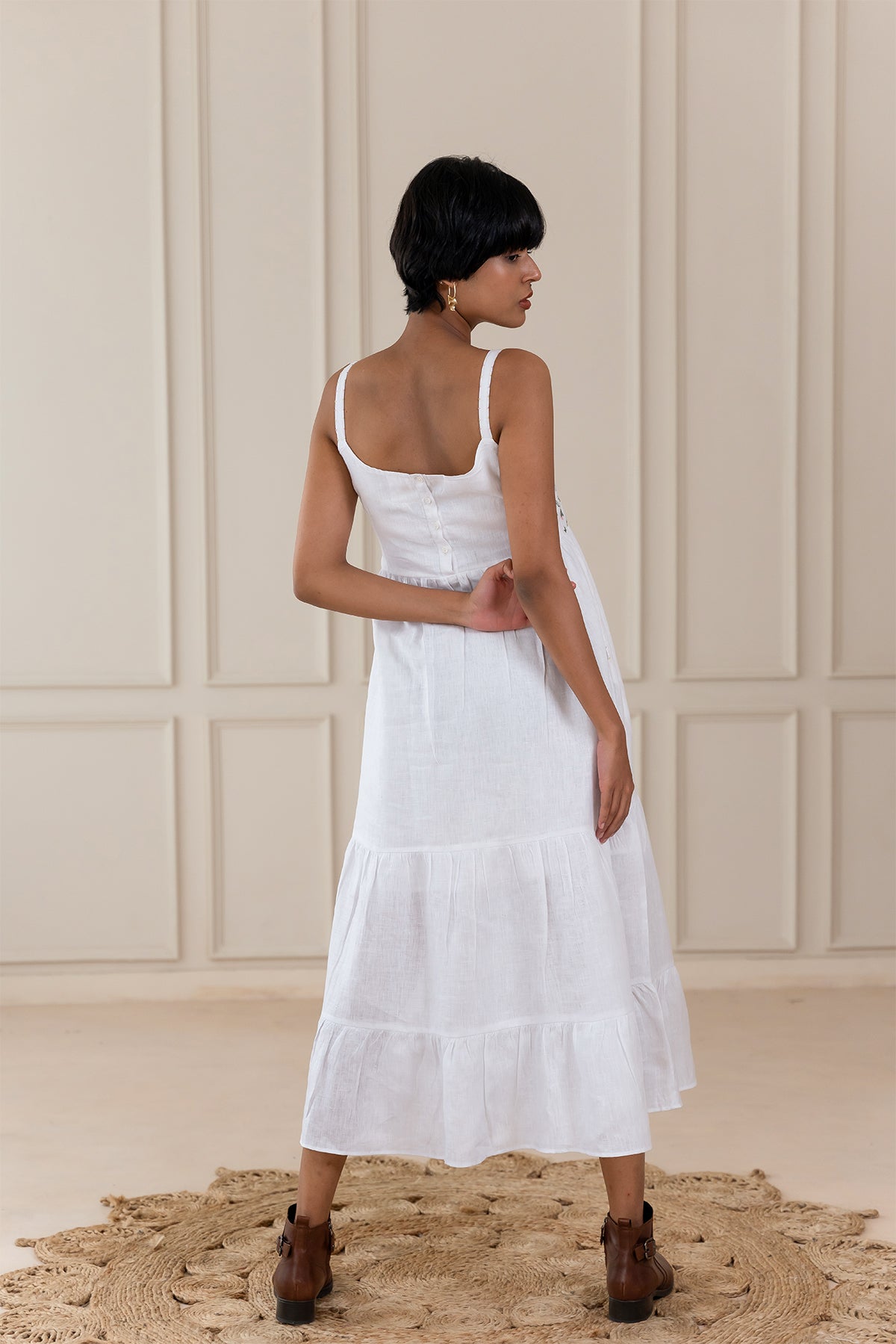 Florence Prairie Slip Dress- White