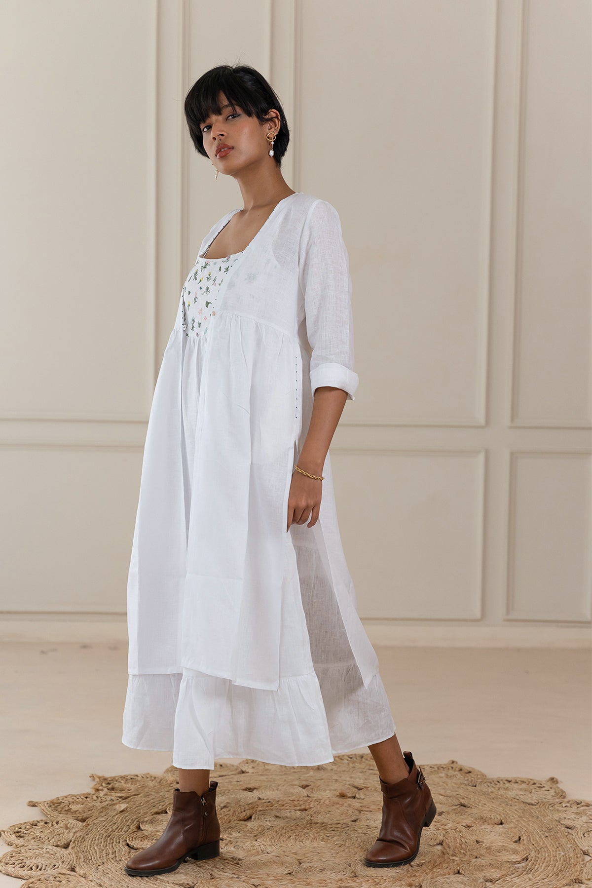 Florence Prairie Slip Dress- White