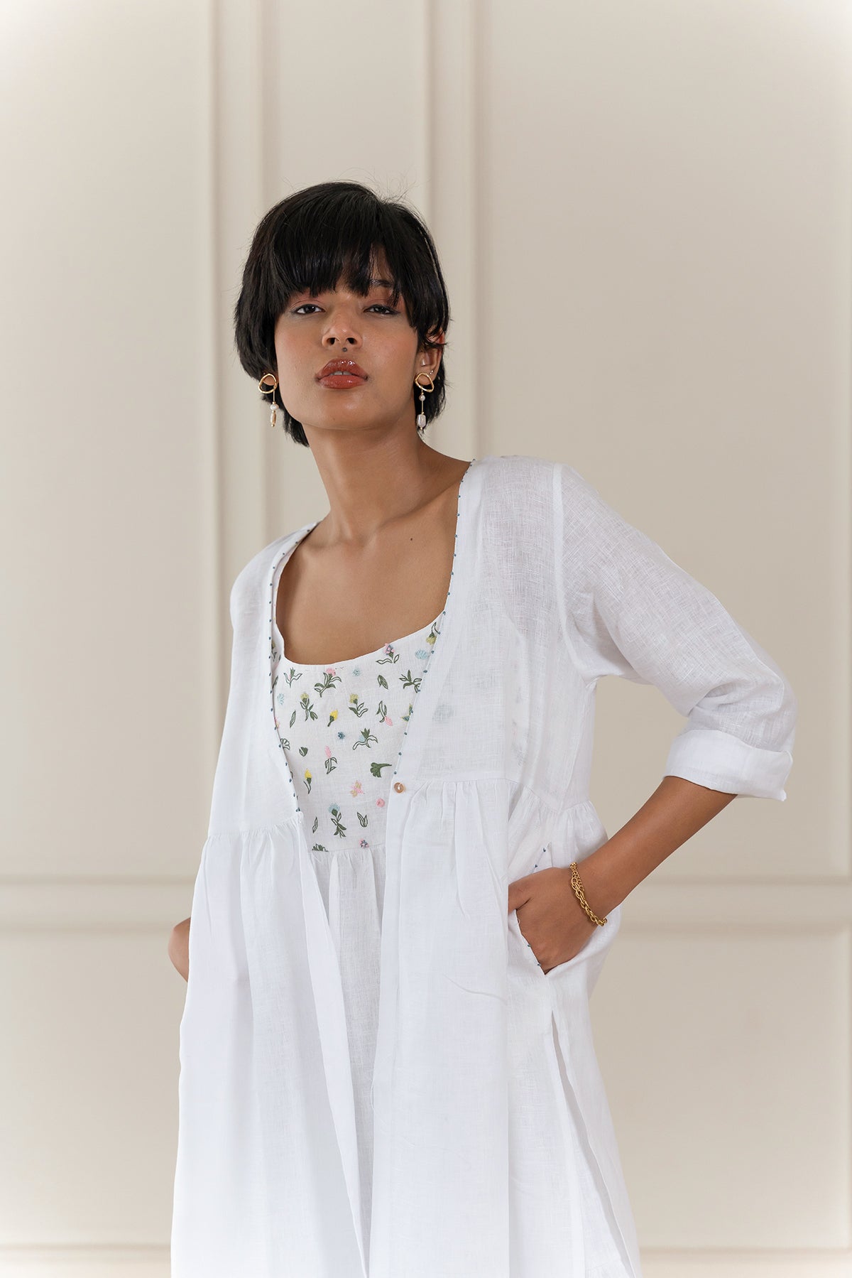 Florence Prairie Slip Dress- White