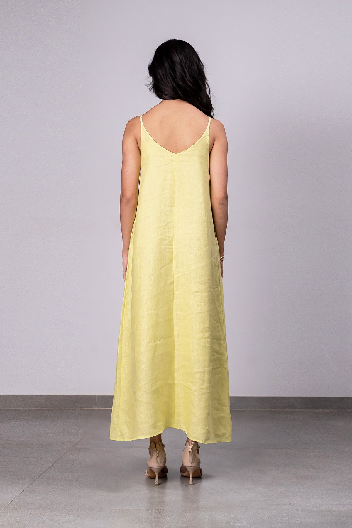 Felicia Linen Handkerchief Dress with pockets - Lime