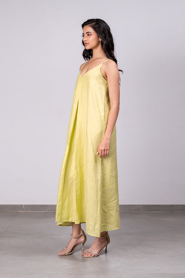 Felicia Linen Handkerchief Dress with pockets - Lime