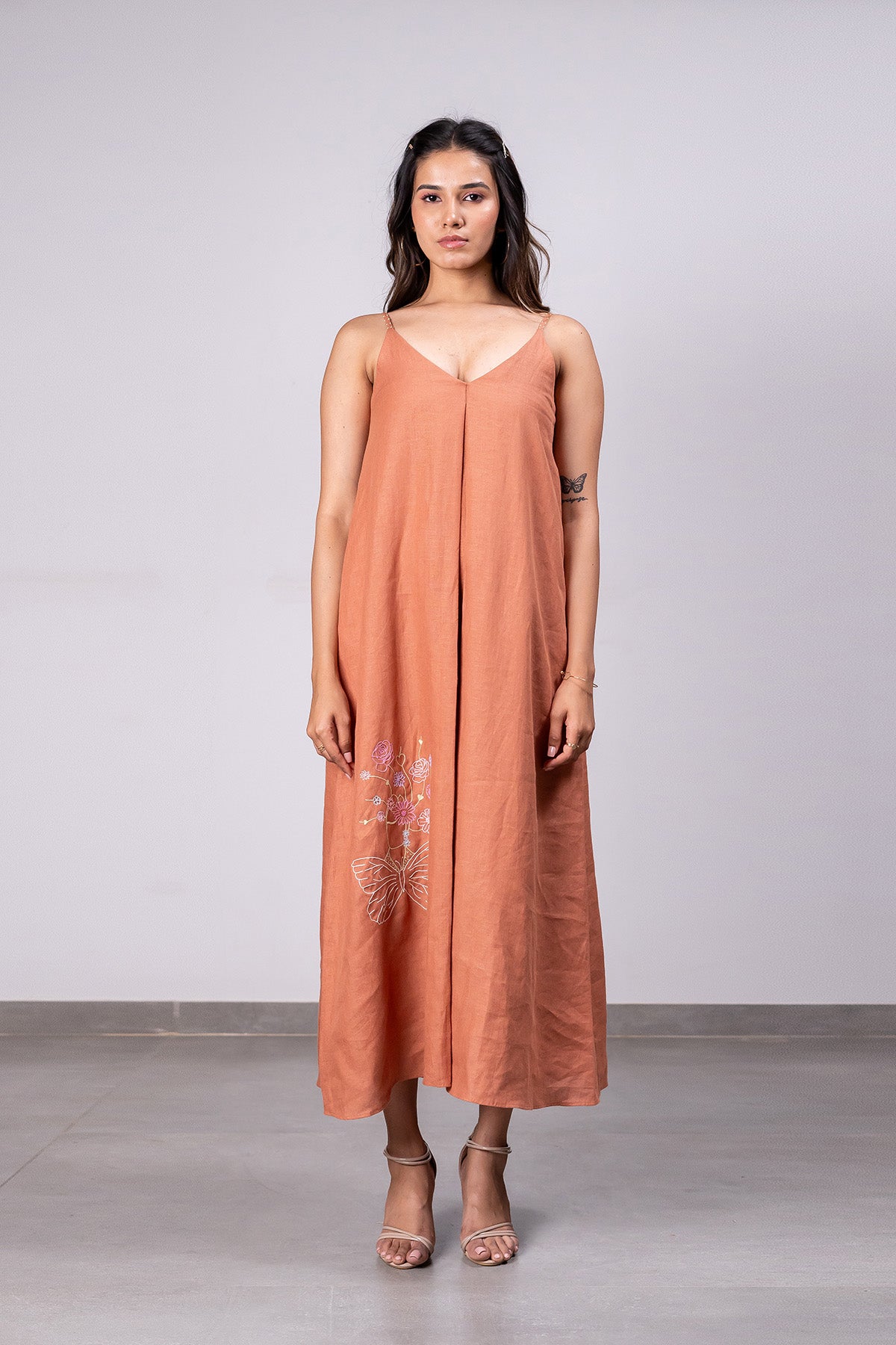 Felicia Linen Handkerchief Dress With Pockets – Sand Brown