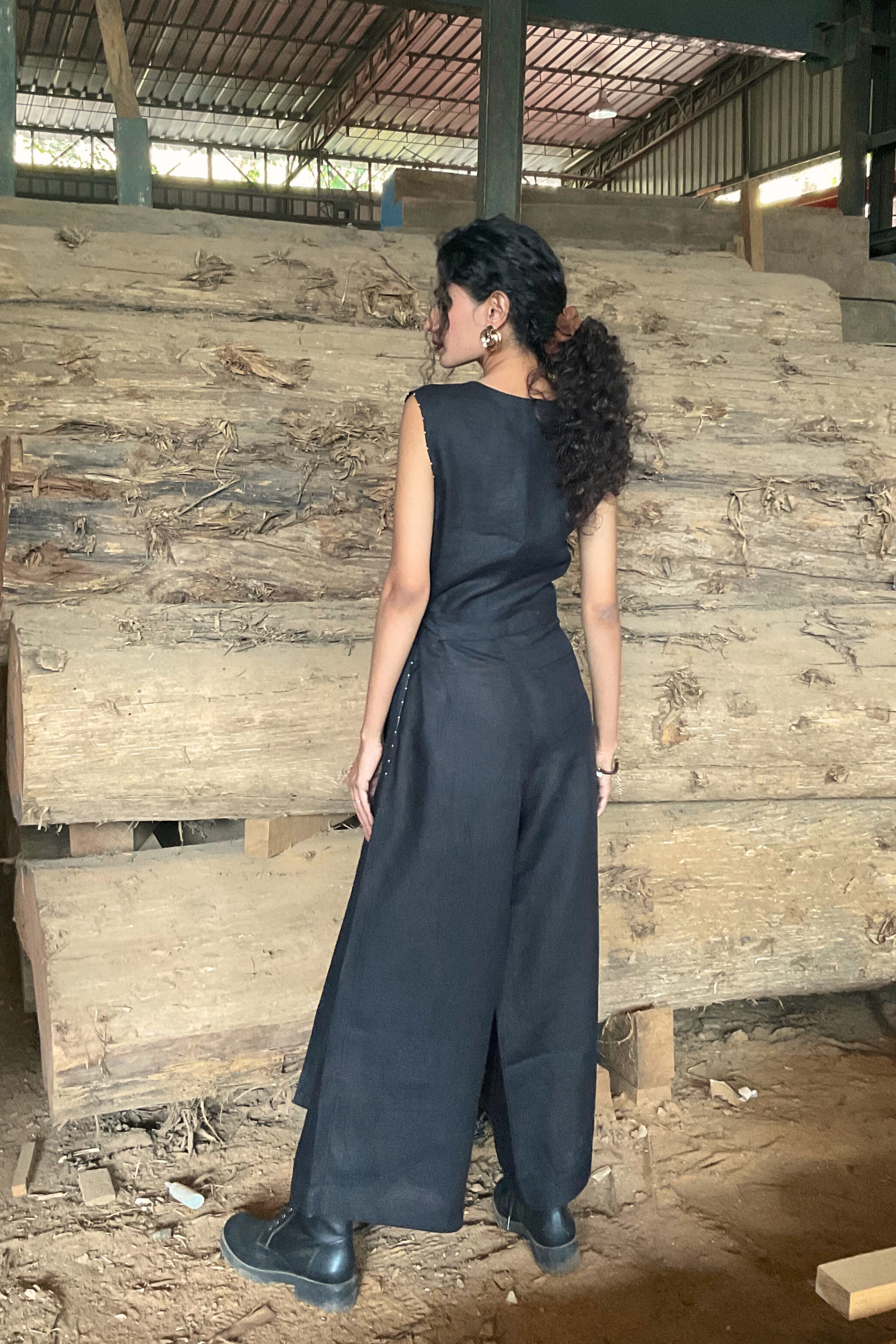 Linen Jumpsuit with Side Buckle