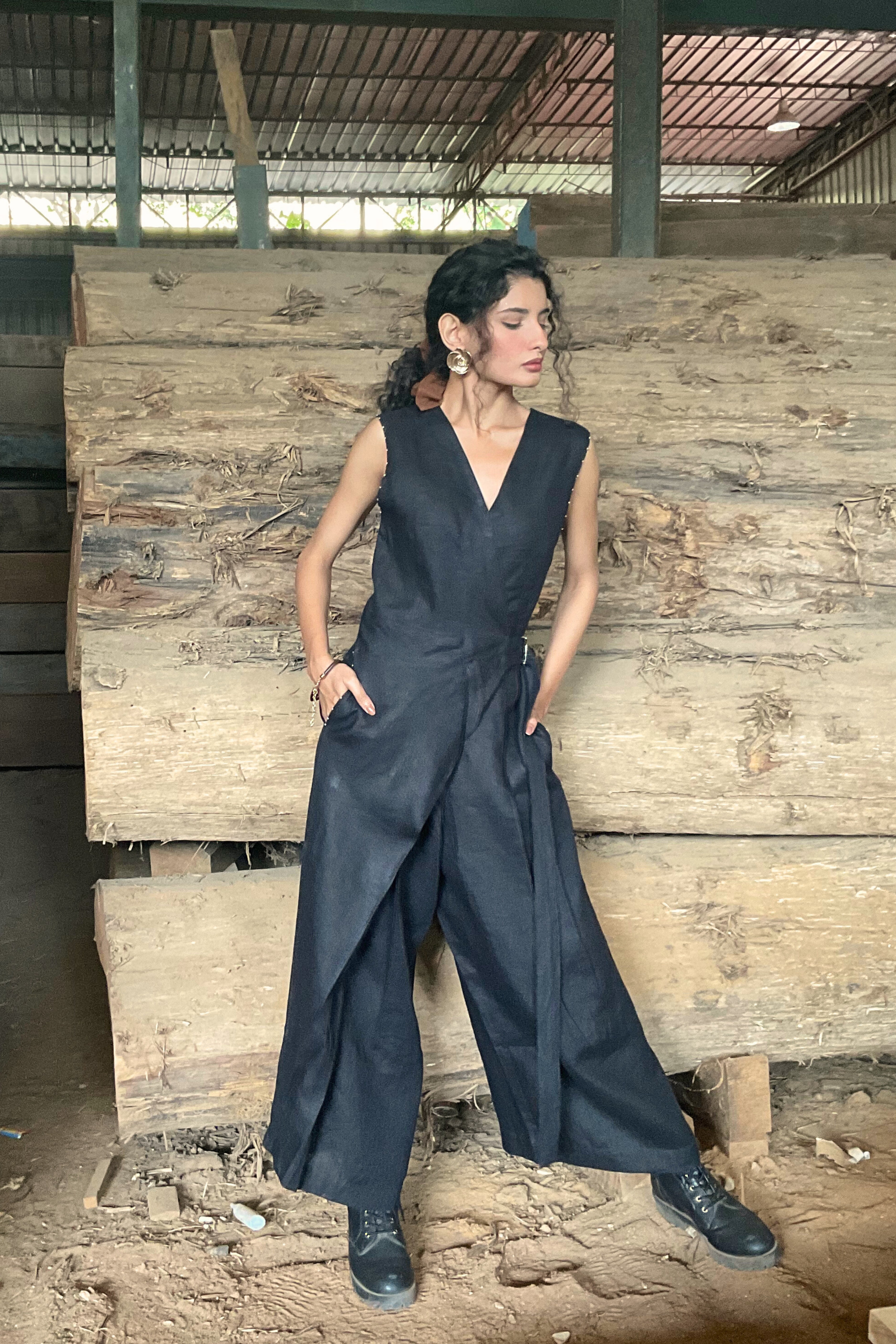 Linen Jumpsuit with Side Buckle