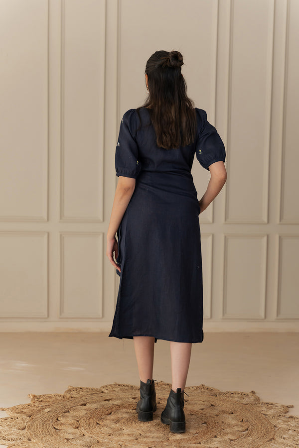 GAIA LINEN DRESS - Blue
