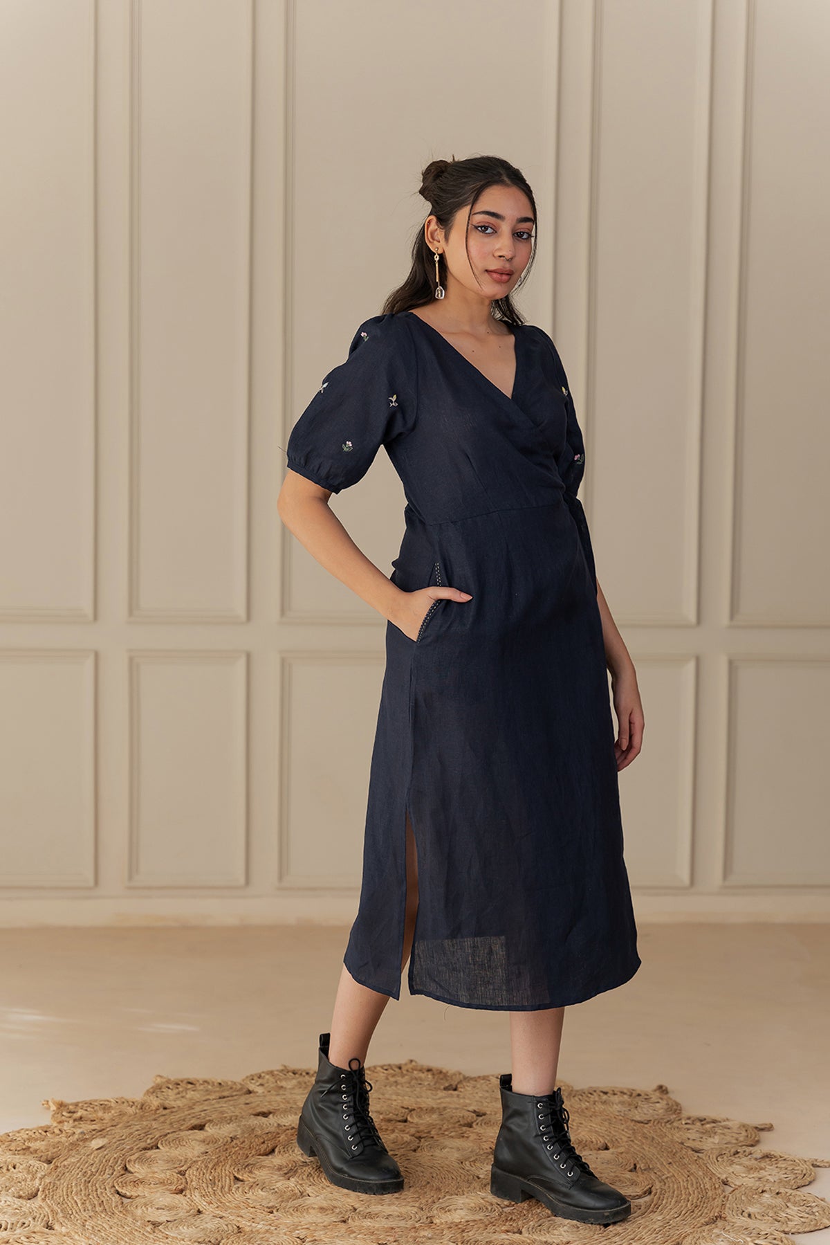 GAIA LINEN DRESS - Blue