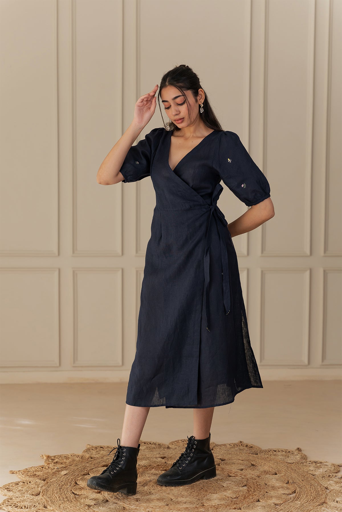 GAIA LINEN DRESS - Blue