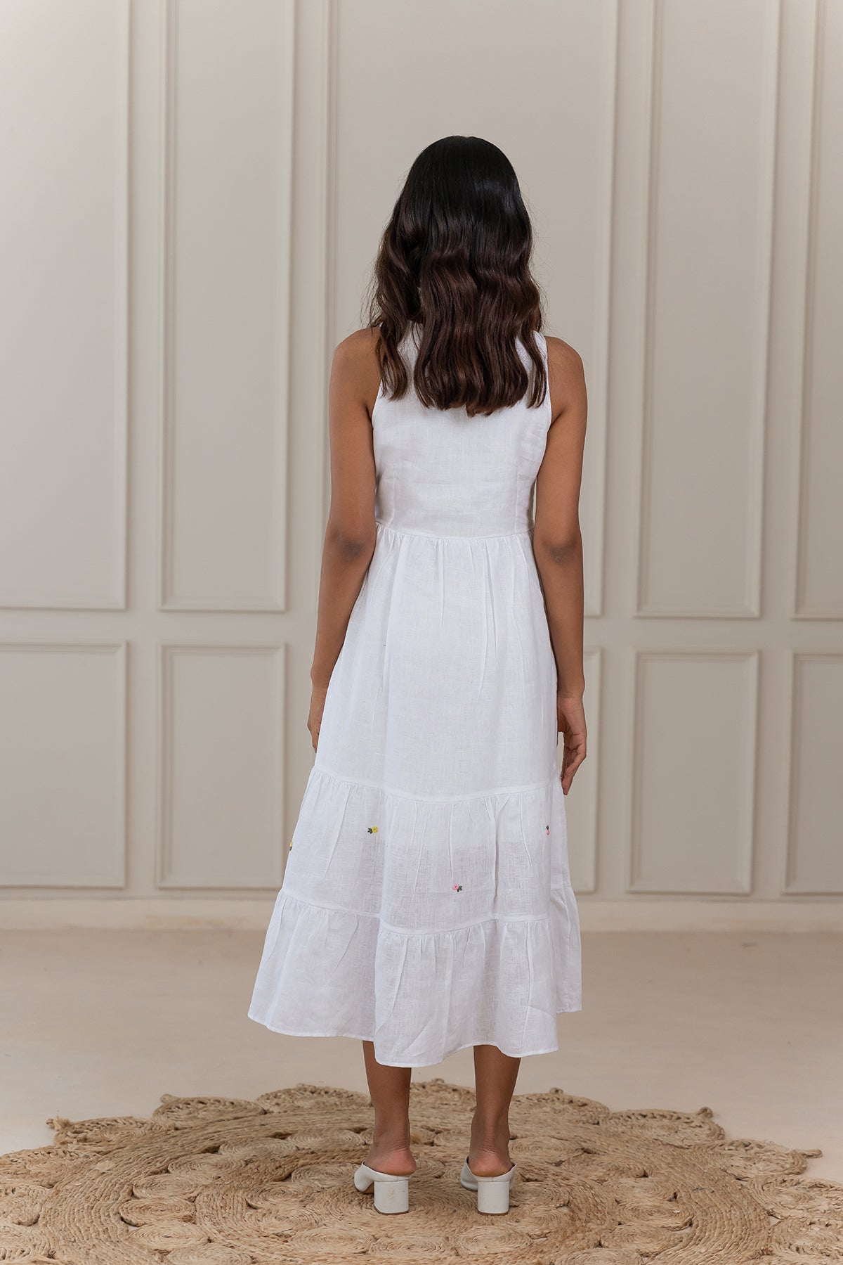 Grace Linen Wrap Dress - White