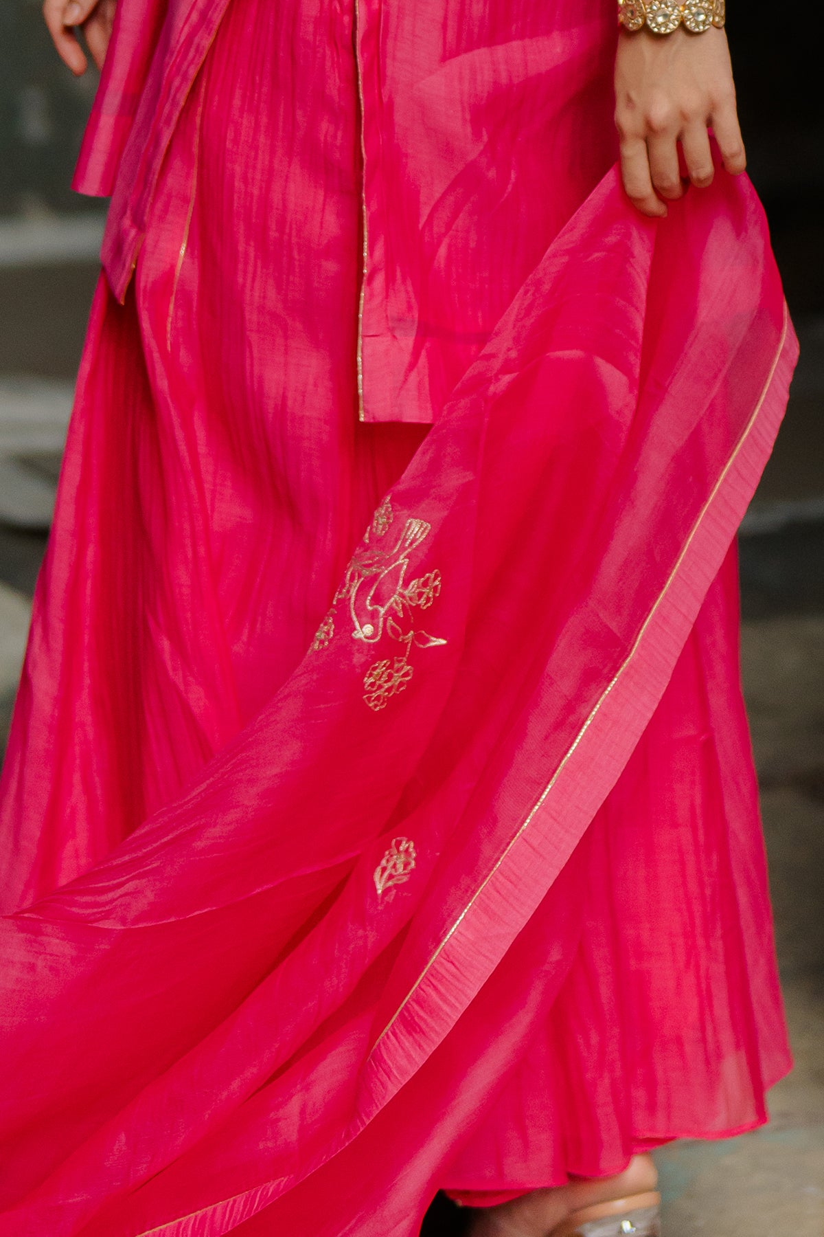 Gauraiya Silk Organza Dupatta - Pink