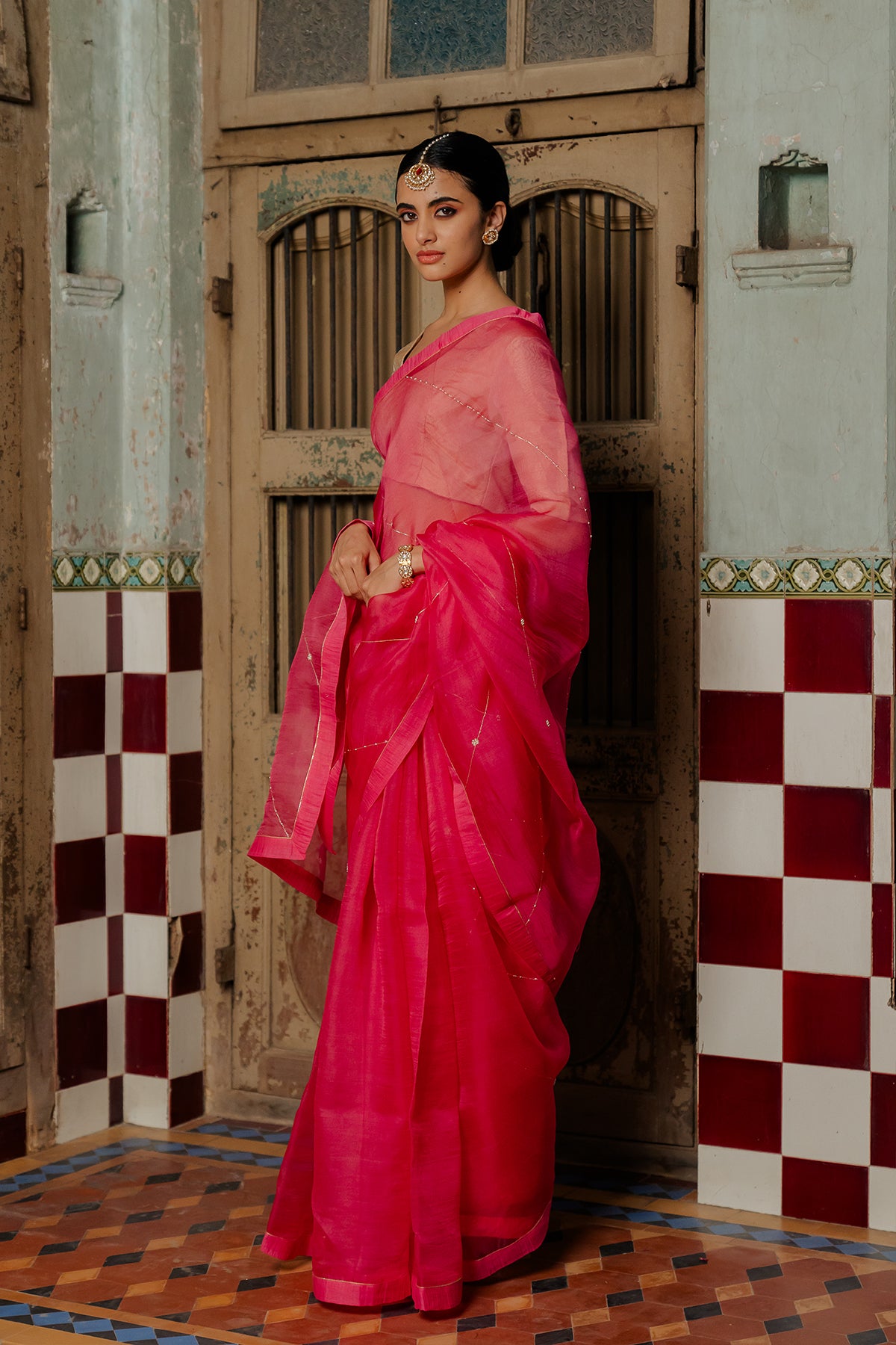 Gulaabo SIlk Organza Saree - Pink