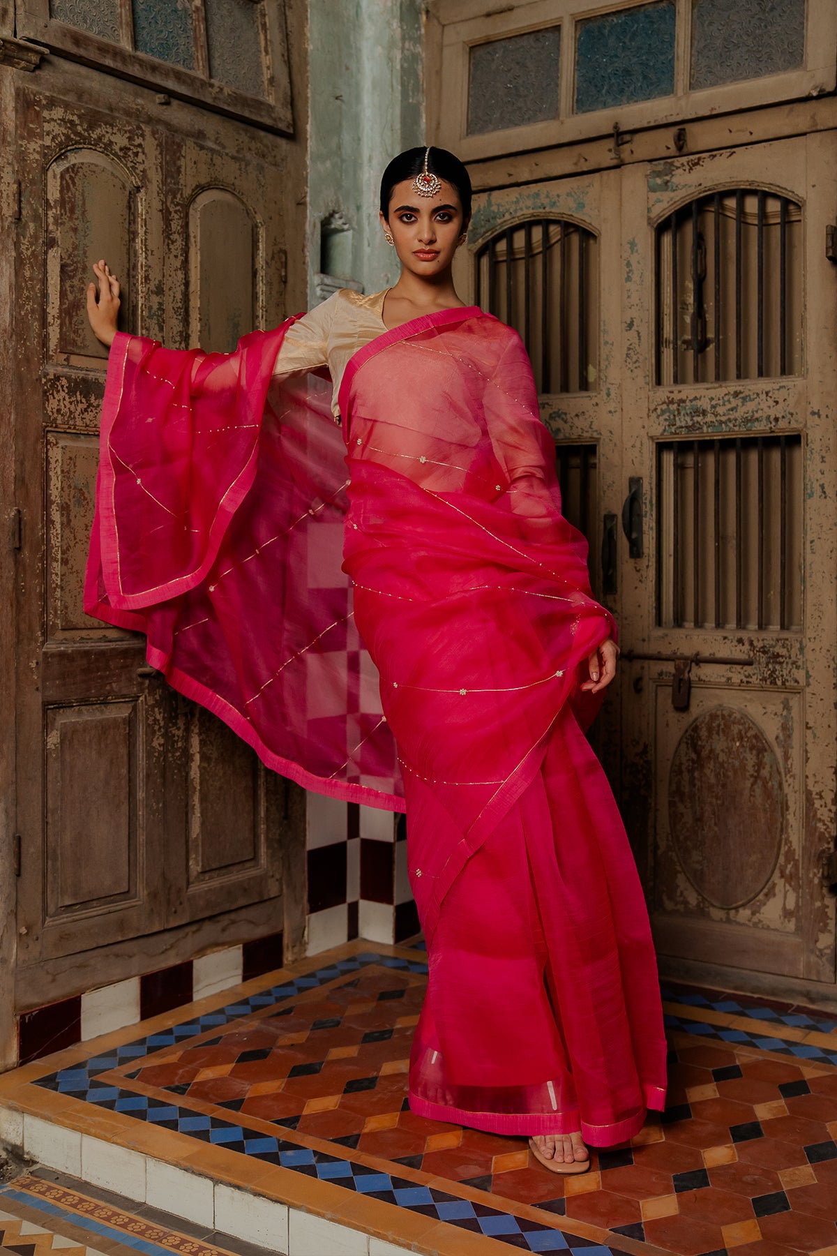 Gulaabo SIlk Organza Saree - Pink