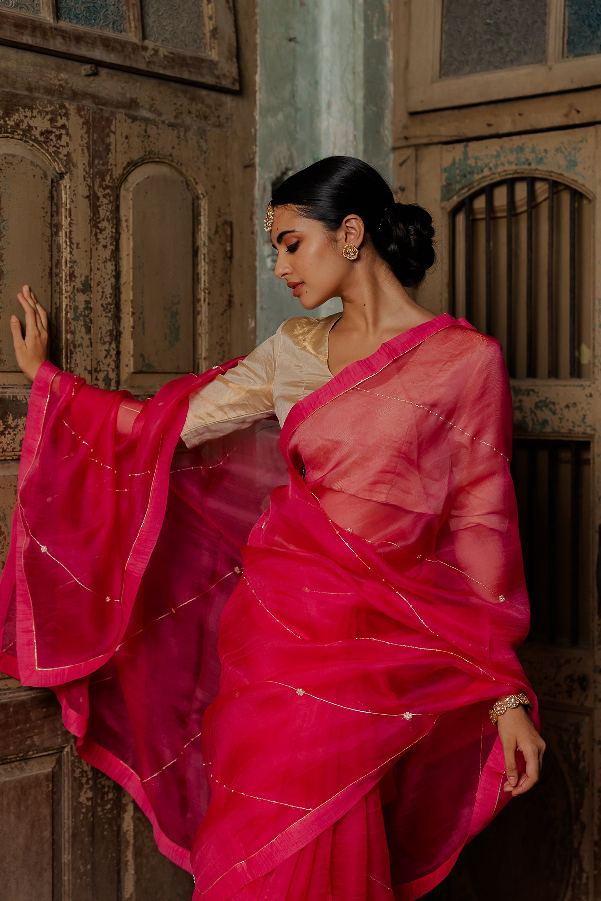 Gulaabo SIlk Organza Saree - Pink