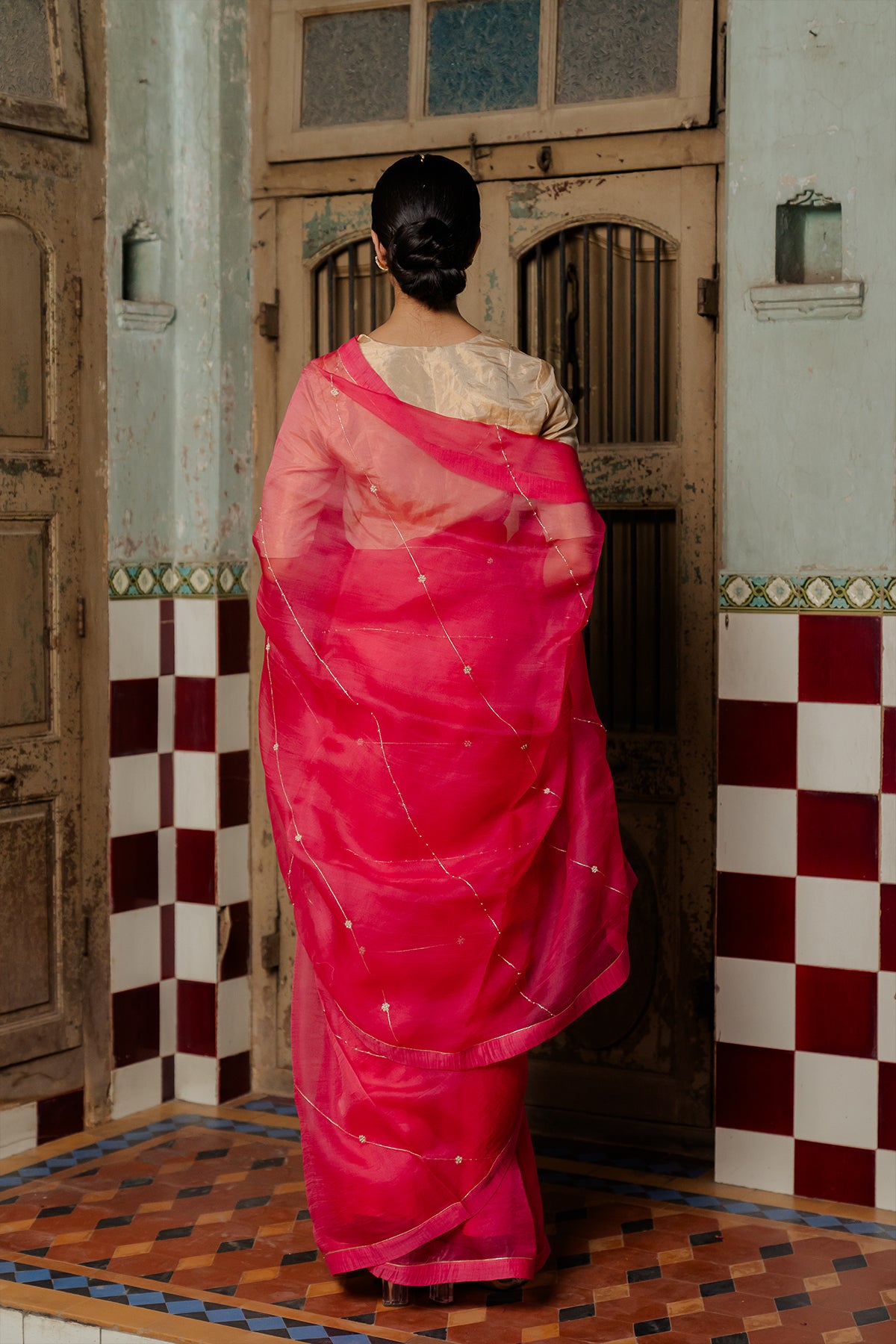 Gulaabo SIlk Organza Saree - Pink