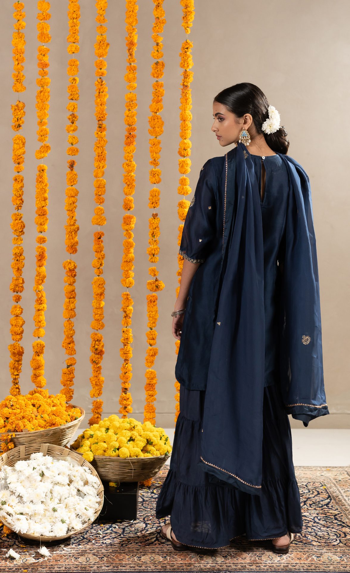 Gulabo Straight Kurta With Sharara - Indigo Blue