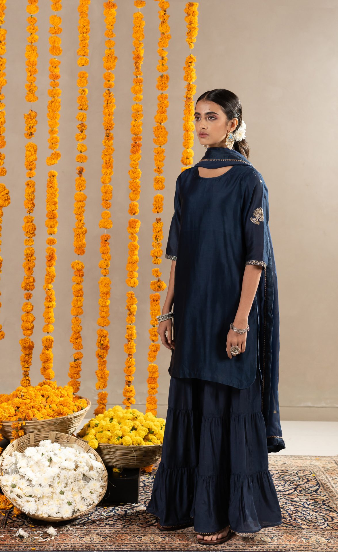 Gulabo Straight Kurta With Sharara - Indigo Blue