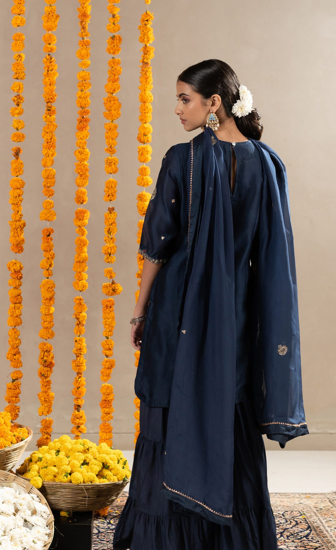 Gulabo Straight Kurta With Sharara - Indigo Blue