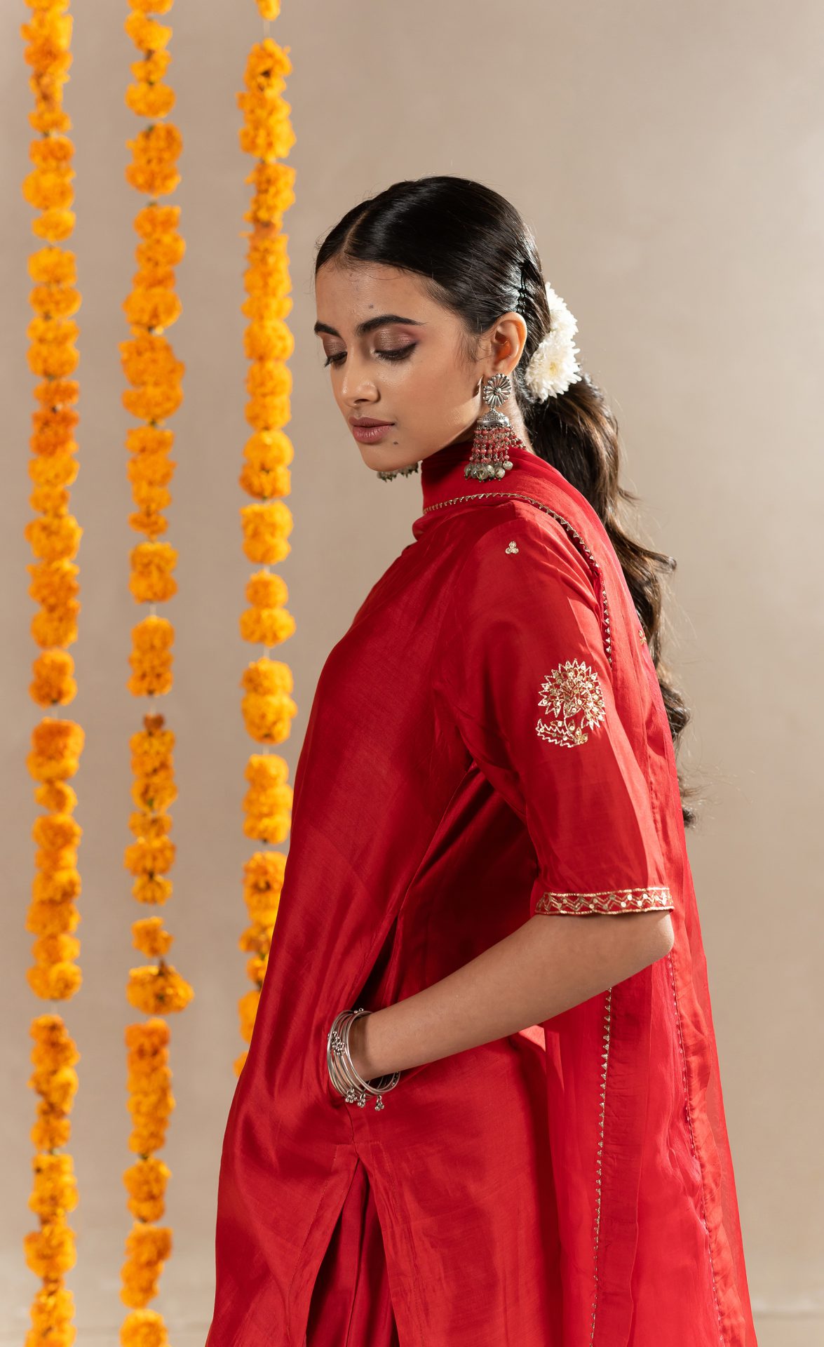 Gulabo Straight Kurta with Gharara - Red