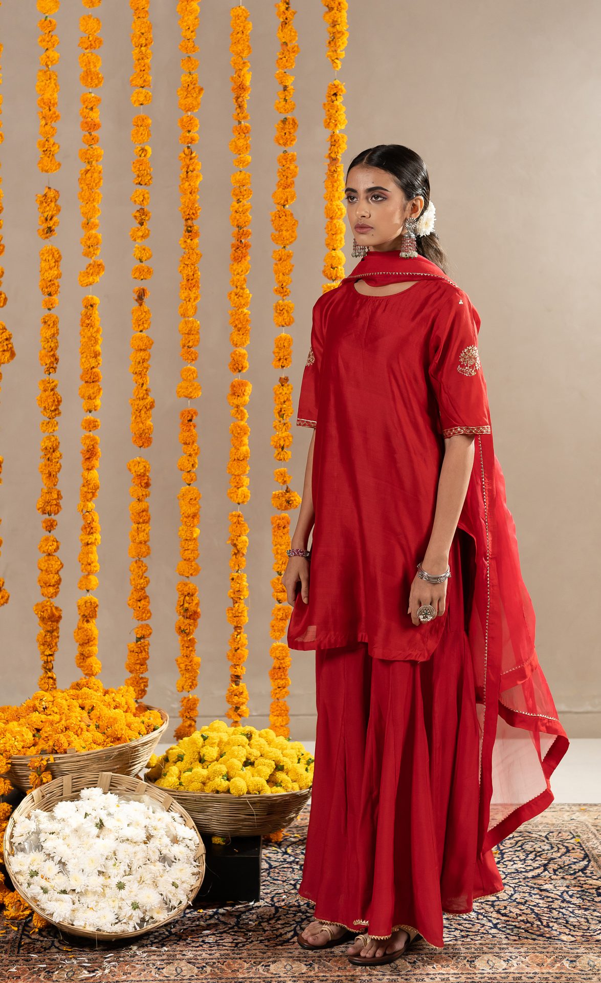 Gulabo Straight Kurta with Gharara - Red