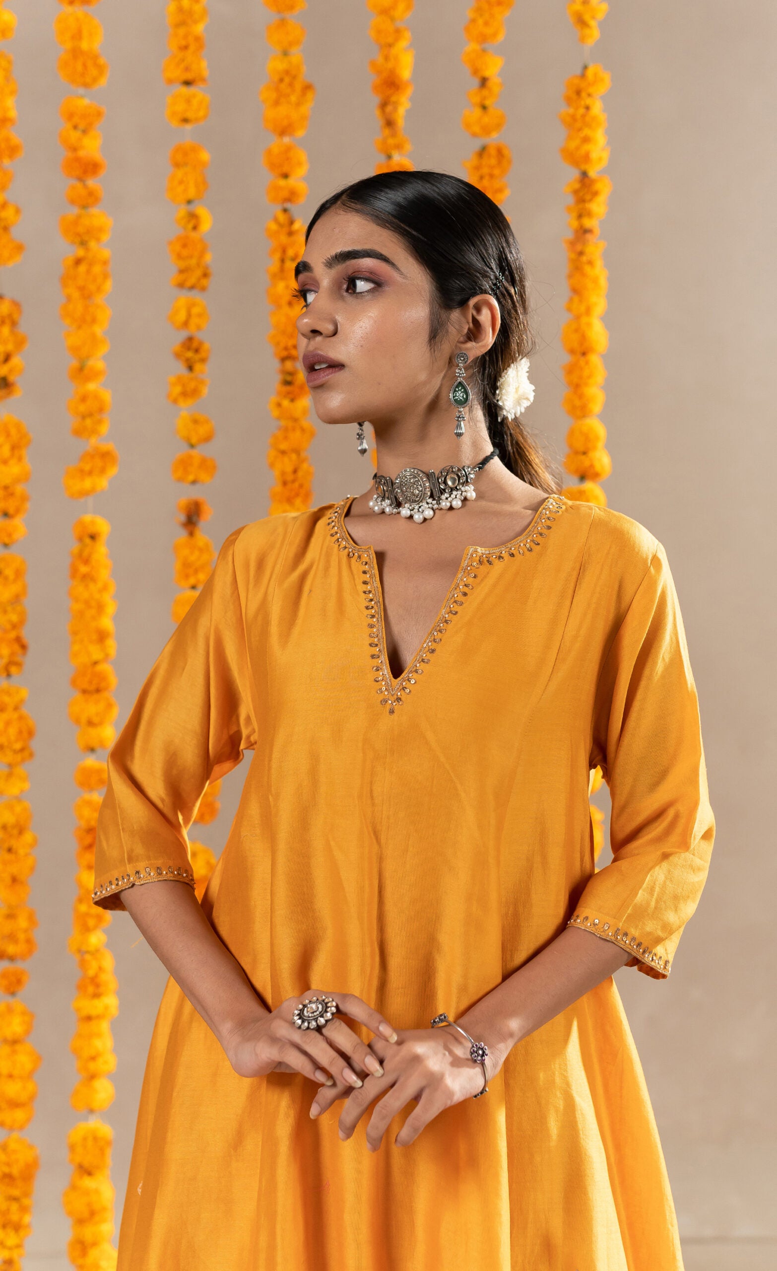 Gulchandani-Kurta-With-Pants-Mustard-Orange-