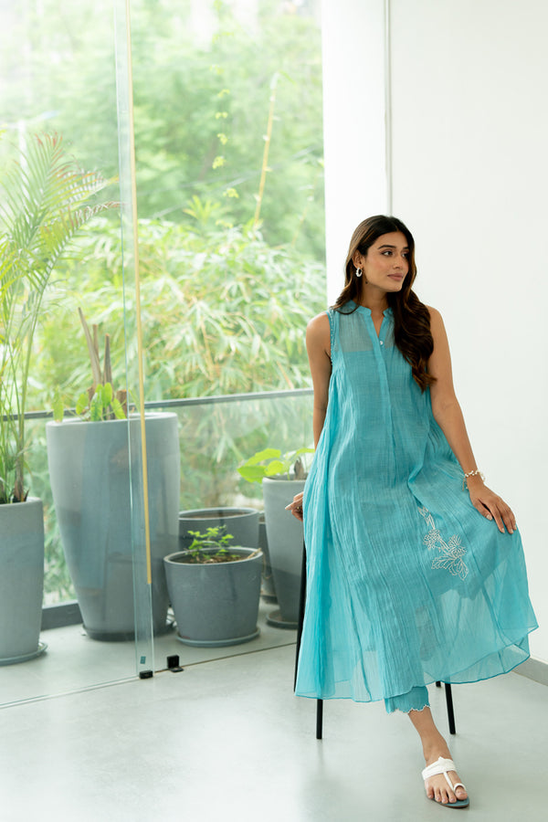Humming-Bird-Chanderi-Silk-Kurta-and-Pant-Set-Caribbean-Blue-
